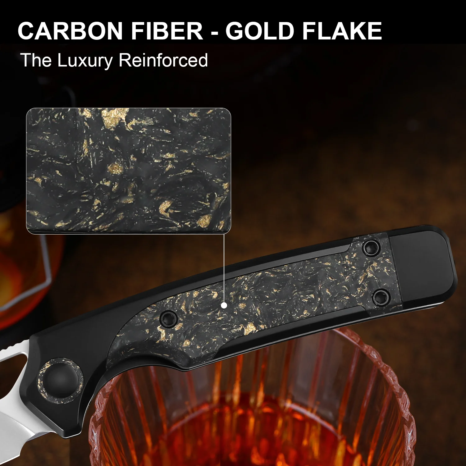 Ara | S45VN | Titanium & Carbon Fiber Gold Flake | KizerB™ 3729A1 - Image 17