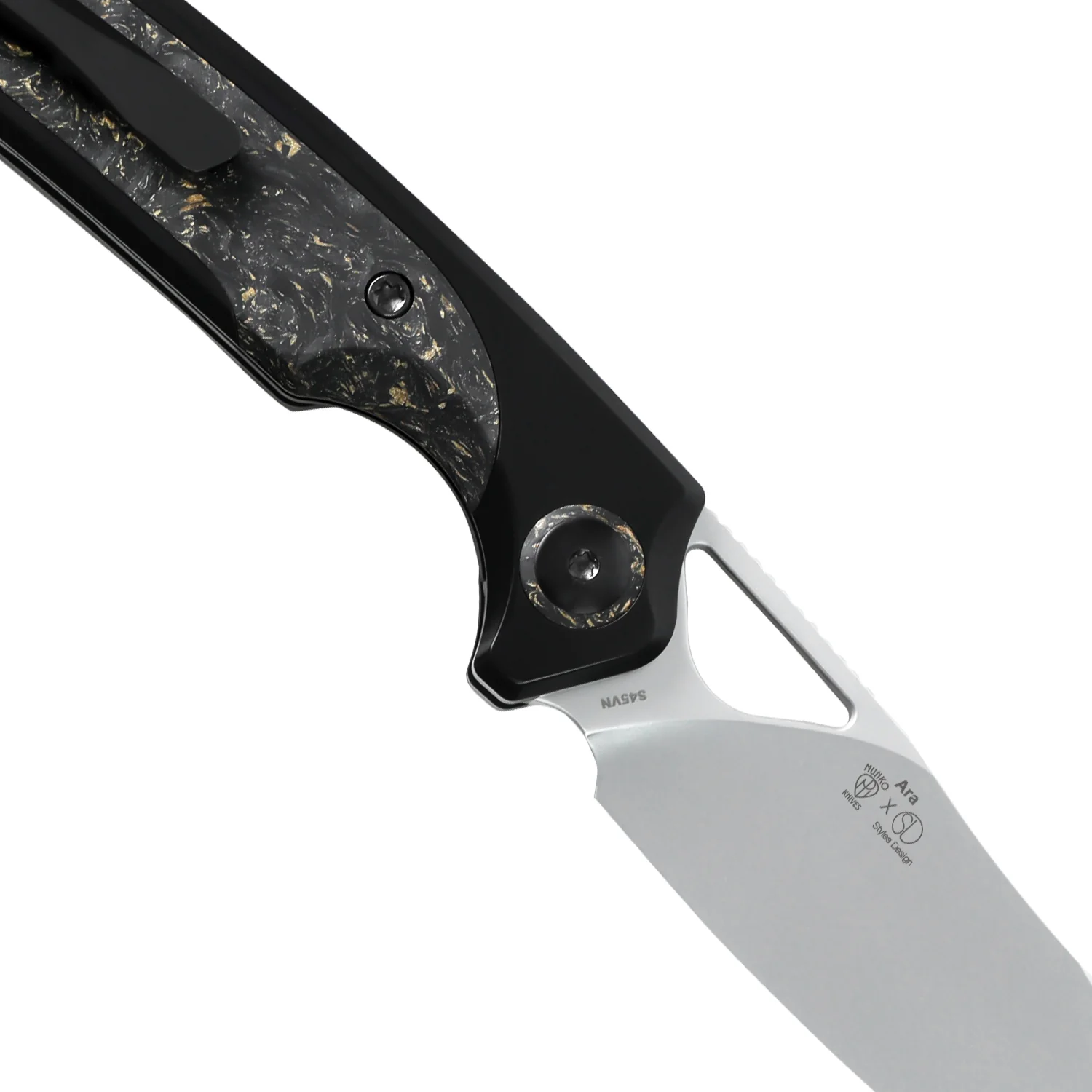 Ara | S45VN | Titanium & Carbon Fiber Gold Flake | KizerB™ 3729A1 - Image 5