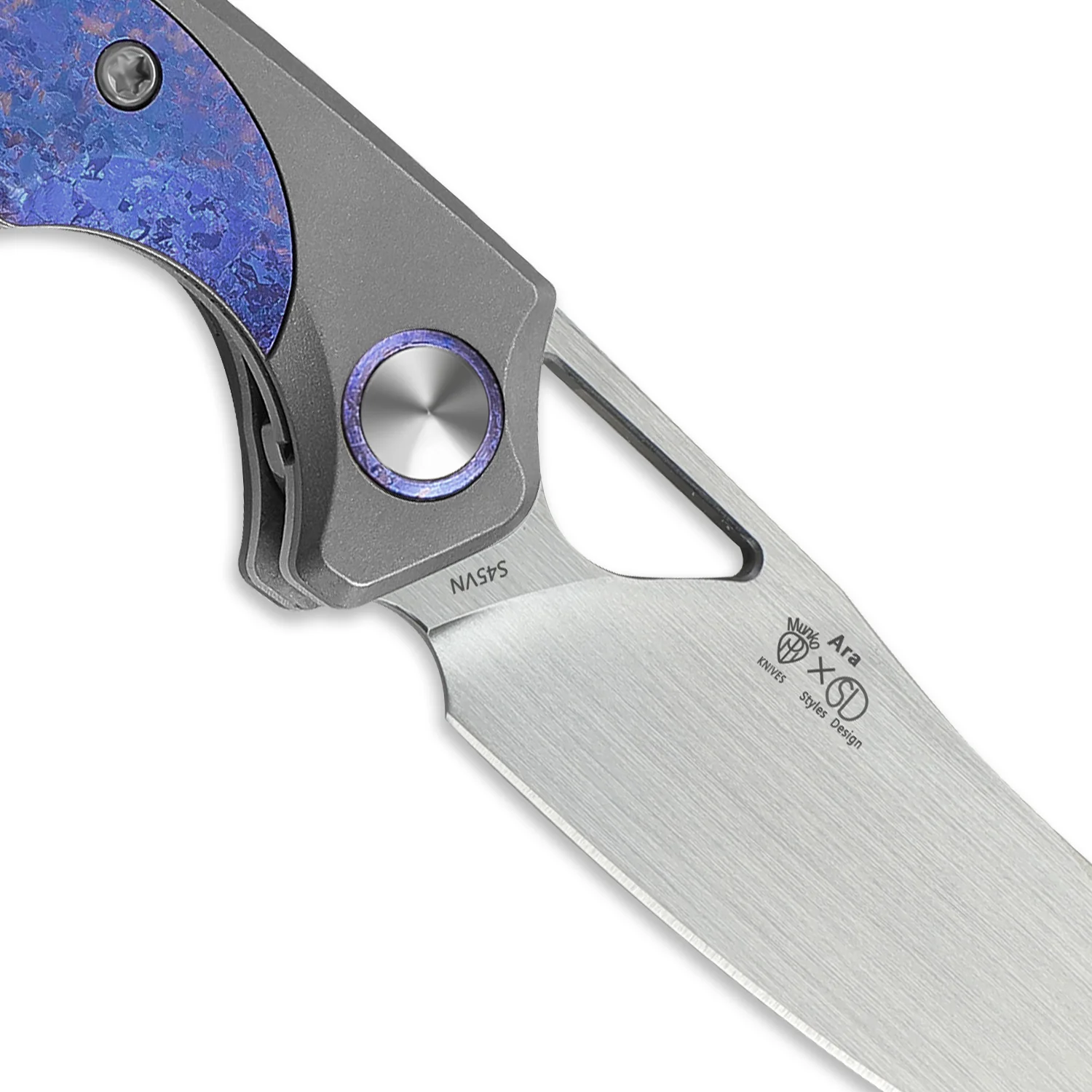 Ara | S45VN | Titanium & Purple Snowflake Titanium | KizerB™ 3729A3 - Image 6