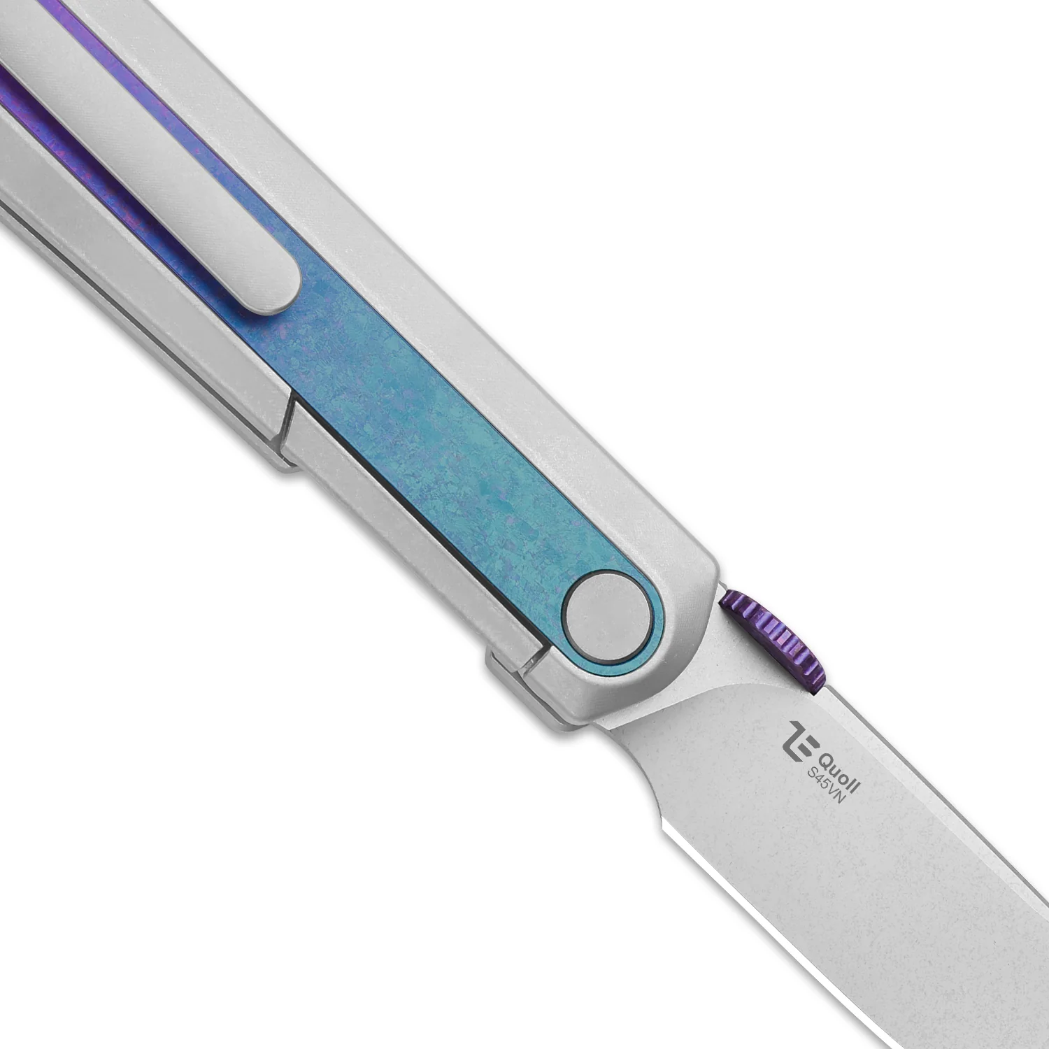 Quoll | S45VN | Titanium & Crystallized Titanium | Stonewashed | KizerB™ 3733A2 - Image 7