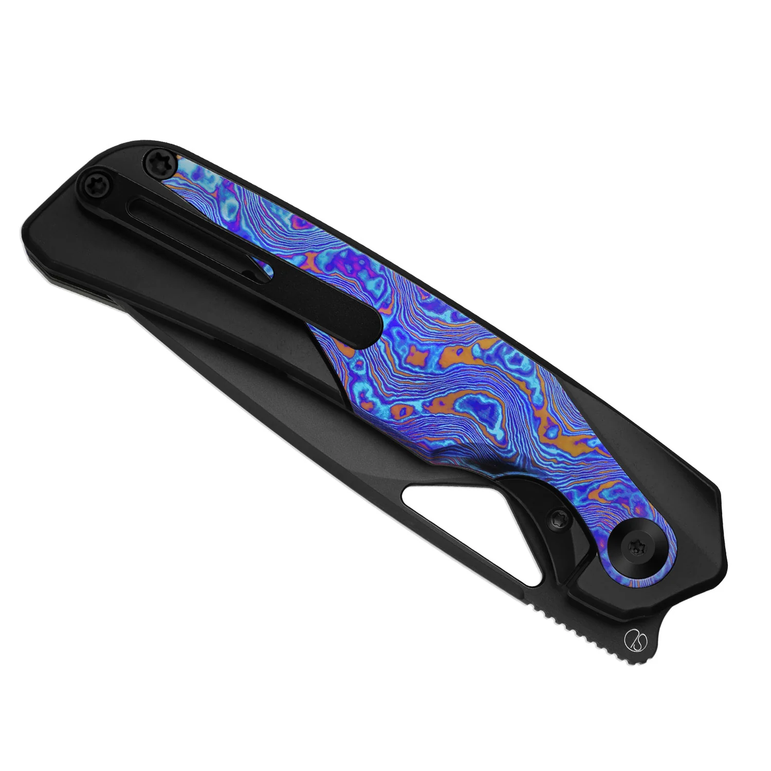 Topsail | S45VN | Titanium & Timascus | Matte DLC Ultra | Front Flipper | KizerB™ 3735A2 - Image 6