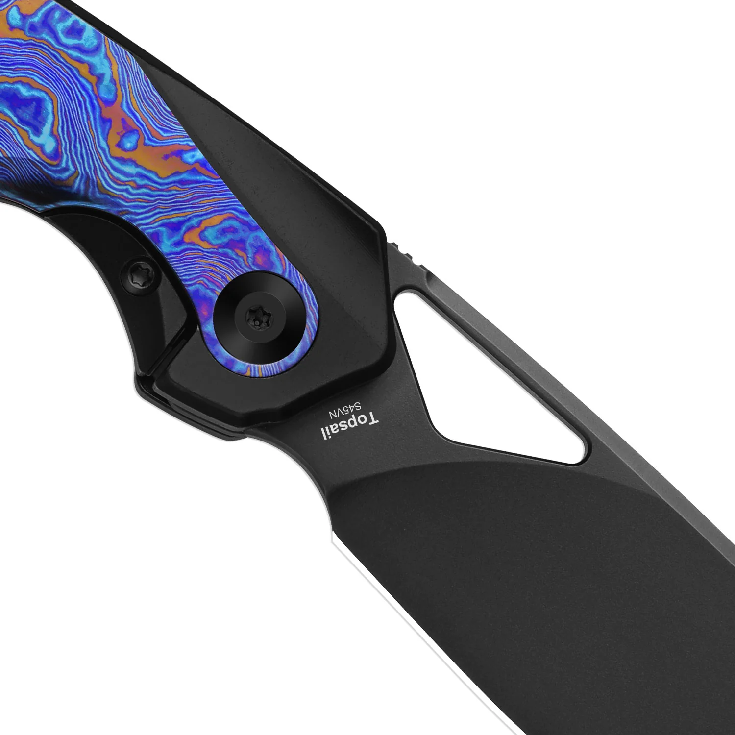 Topsail | S45VN | Titanium & Timascus | Matte DLC Ultra | Front Flipper | KizerB™ 3735A2 - Image 8