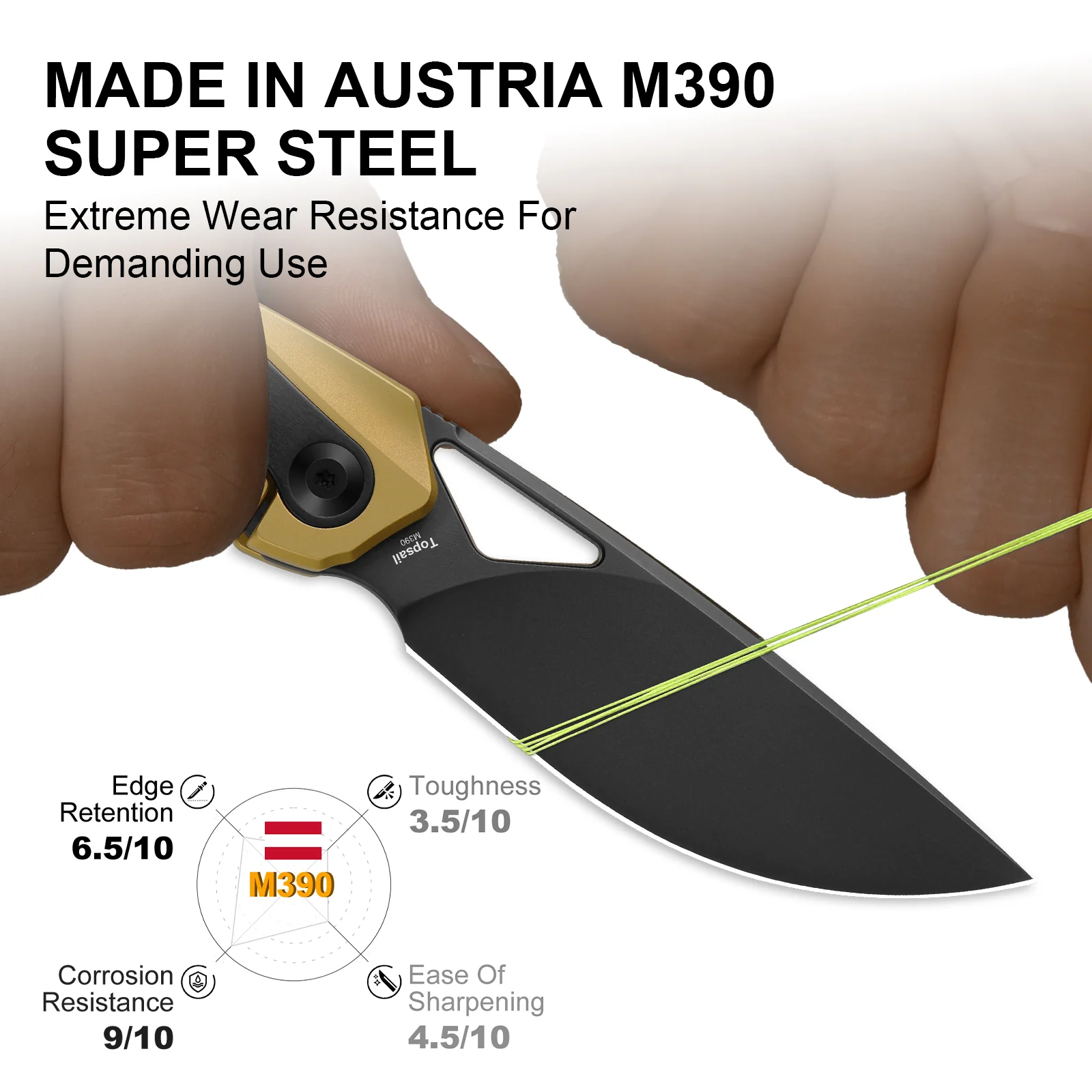 Topsail | M390 | Titanium + Stark Black Zirconium | Matte DLC Ultra | Front Flipper | KizerB™ 3735A3 - Image 17