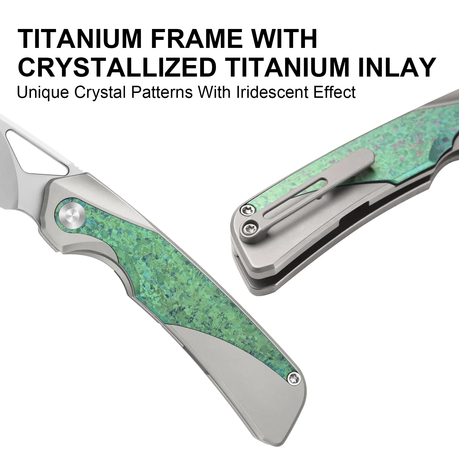 Topsail | M390 | Titanium & Crystallized Titanium | Front Flipper | KizerB™ 3735A4 - Image 12