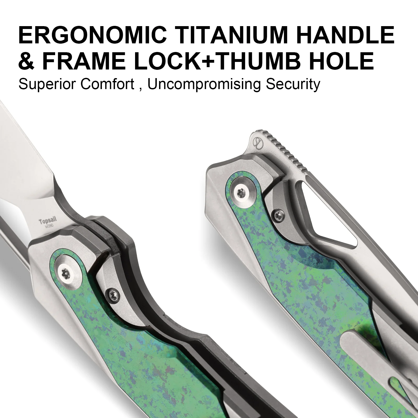 Topsail | M390 | Titanium & Crystallized Titanium | Front Flipper | KizerB™ 3735A4 - Image 16