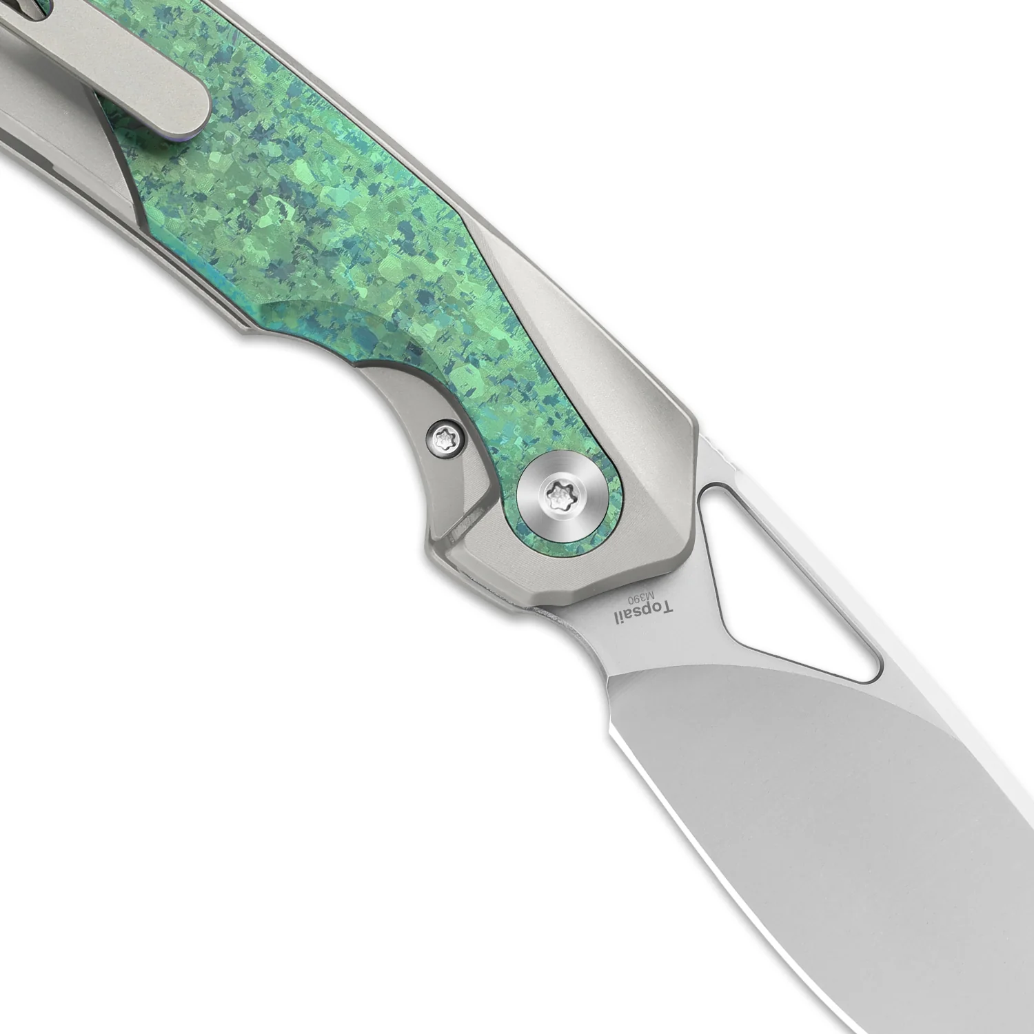 Topsail | M390 | Titanium & Crystallized Titanium | Front Flipper | KizerB™ 3735A4 - Image 8