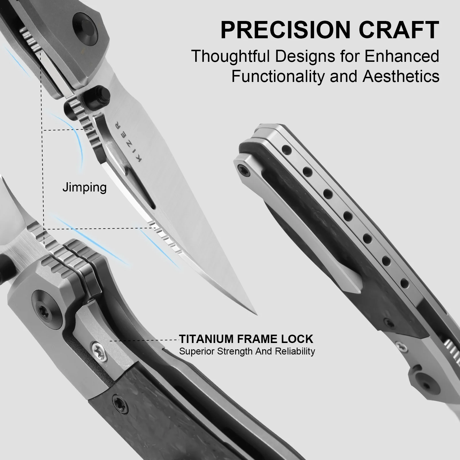 Shrike | S45VN | Titanium & Carbon Fiber | Front Flipper | KizerB™ 3746A1 - Image 12