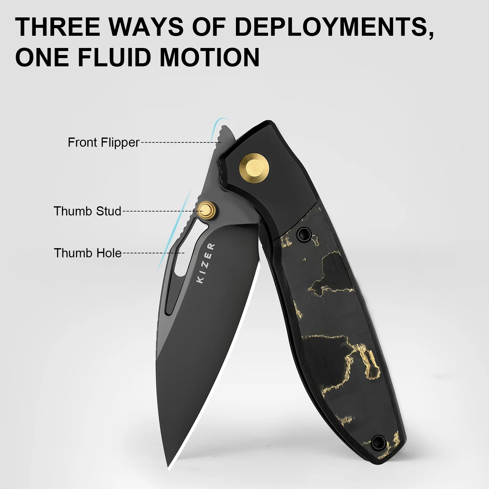 Shrike | S45VN | Titanium & Fat Carbon Camo Gold | Matte DLC Ultra | Front Flipper | KizerB™ 3746A2 - Image 13