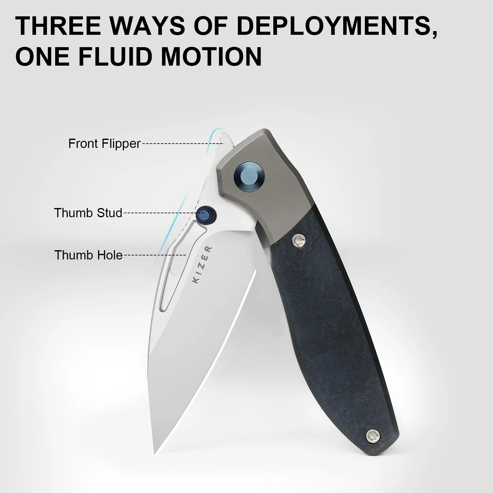 Shrike | S45VN | Titanium & Richlite | Front Flipper | KizerB™ 3746A3 - Image 13
