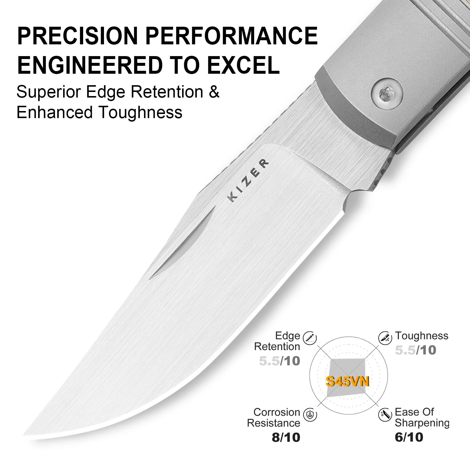 Trestle | S45VN | Titanium & Mother of Pearl | KizerB™ 3761A3 - Image 16