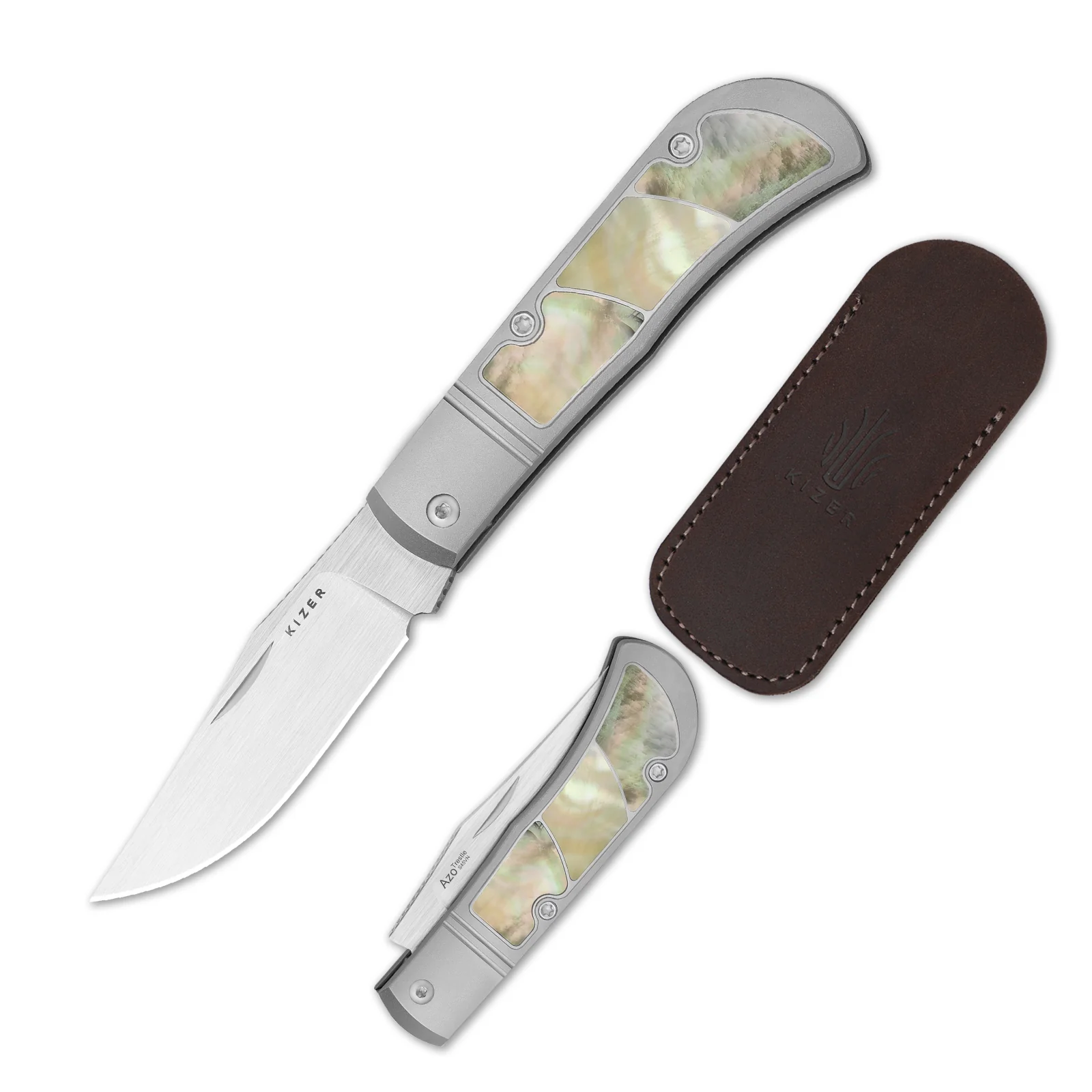 Trestle | S45VN | Titanium & Mother of Pearl | KizerB™ 3761A3 - Image 2