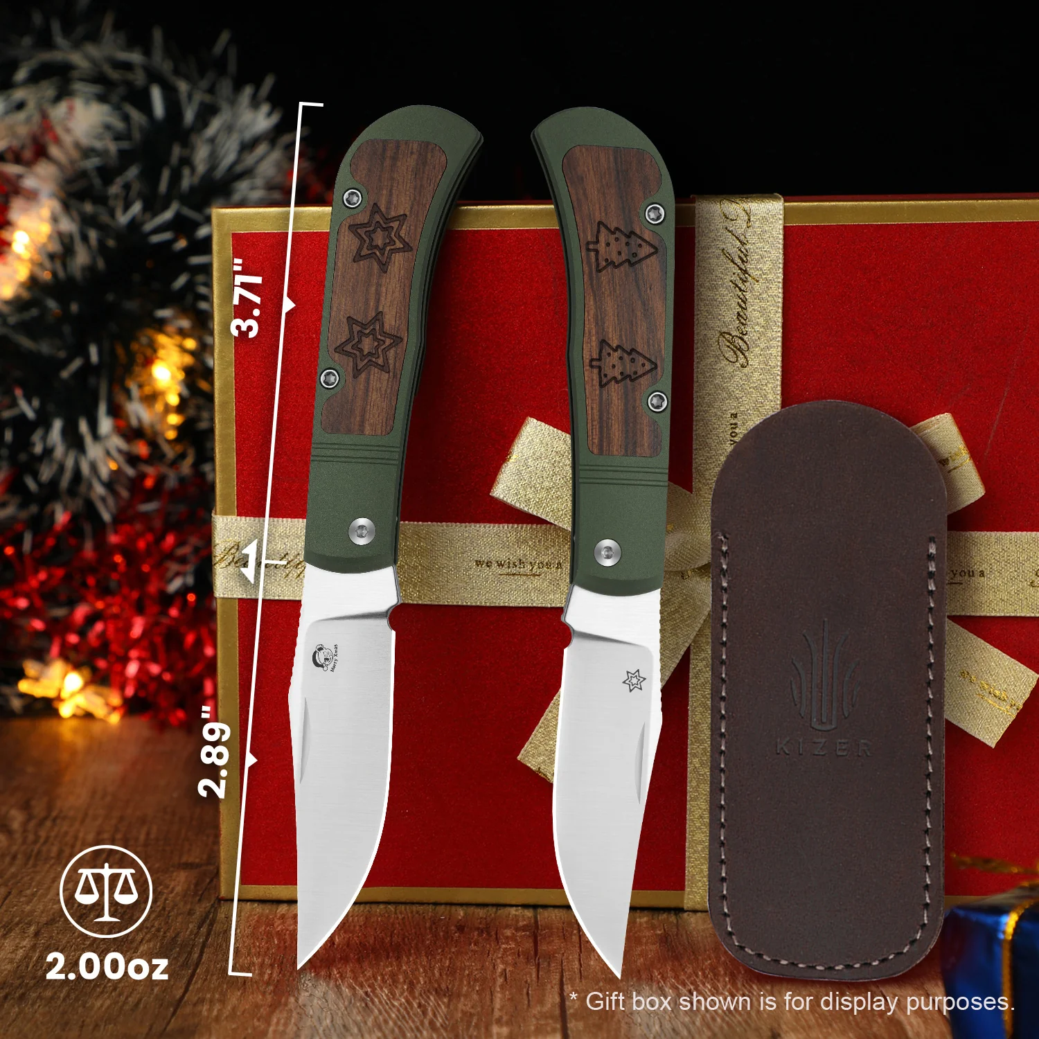 Christmas | Trestle | S45VN | Aluminum & Mkuruti Wood | KizerB™ 3761MC1 | Limited - Image 16