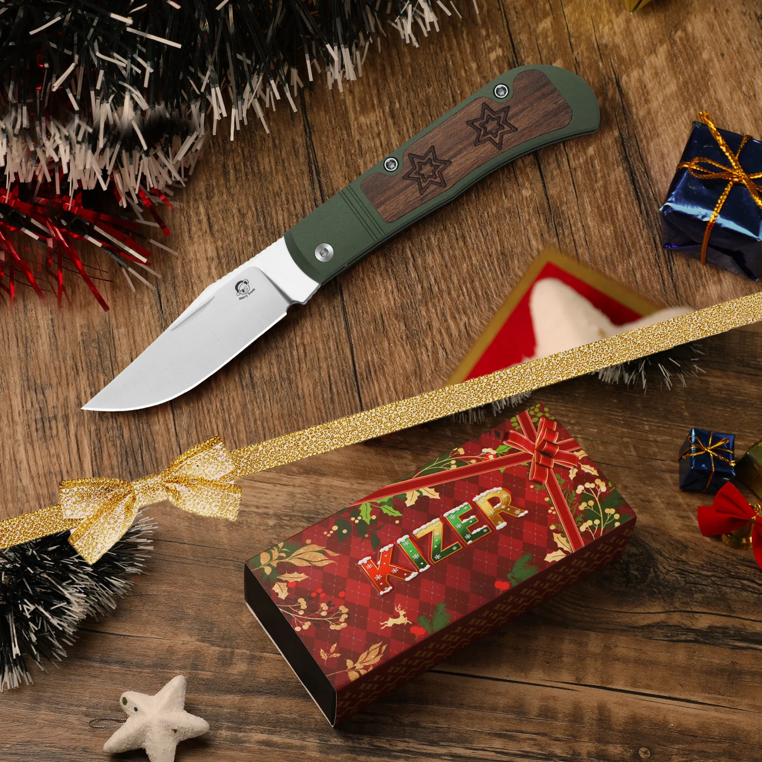 Christmas | Trestle | S45VN | Aluminum & Mkuruti Wood | KizerB™ 3761MC1 | Limited - Image 17