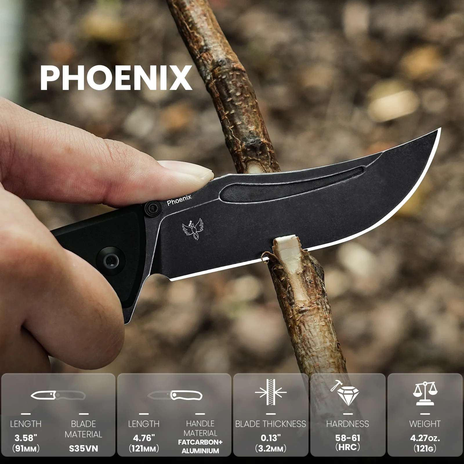 Phoenix | S35VN | Fatcarbon+Aluminium | KizerB™ 4647A1 - Image 12
