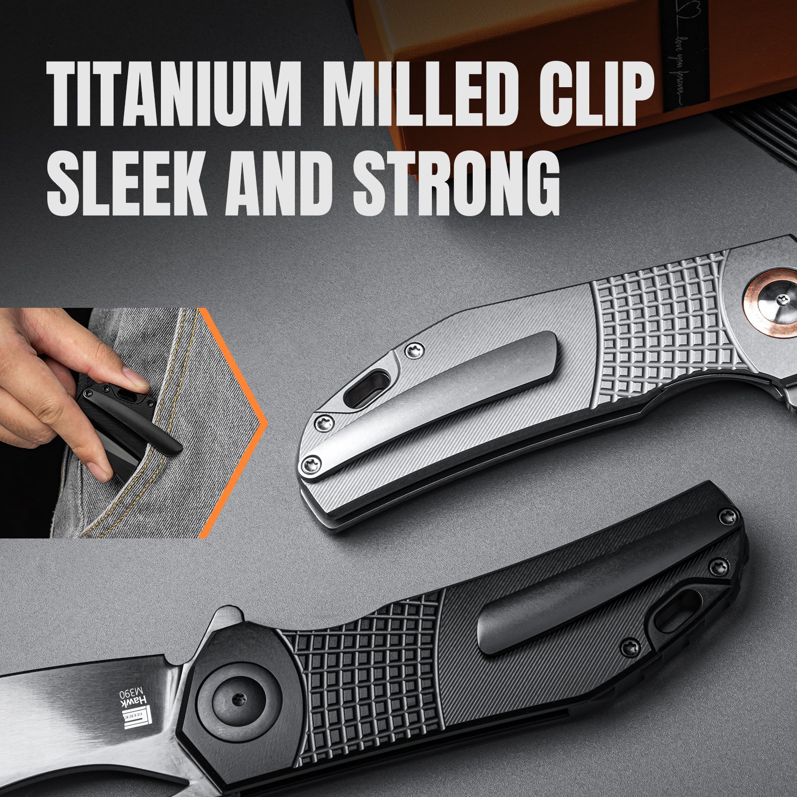 Hawk | M390 Polished DLC | Titanium | KizerB™ 4683A1 - Image 17