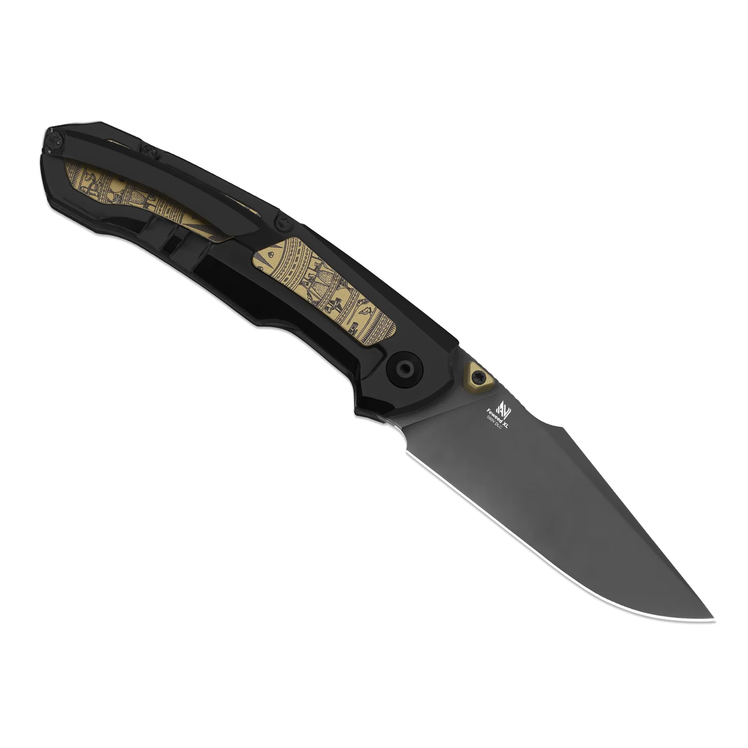 Feweed XL | S90V | Harpoon Blade | Titanium & Aluminum Laser Pattern | KizerB™ 4694A1 - Image 3