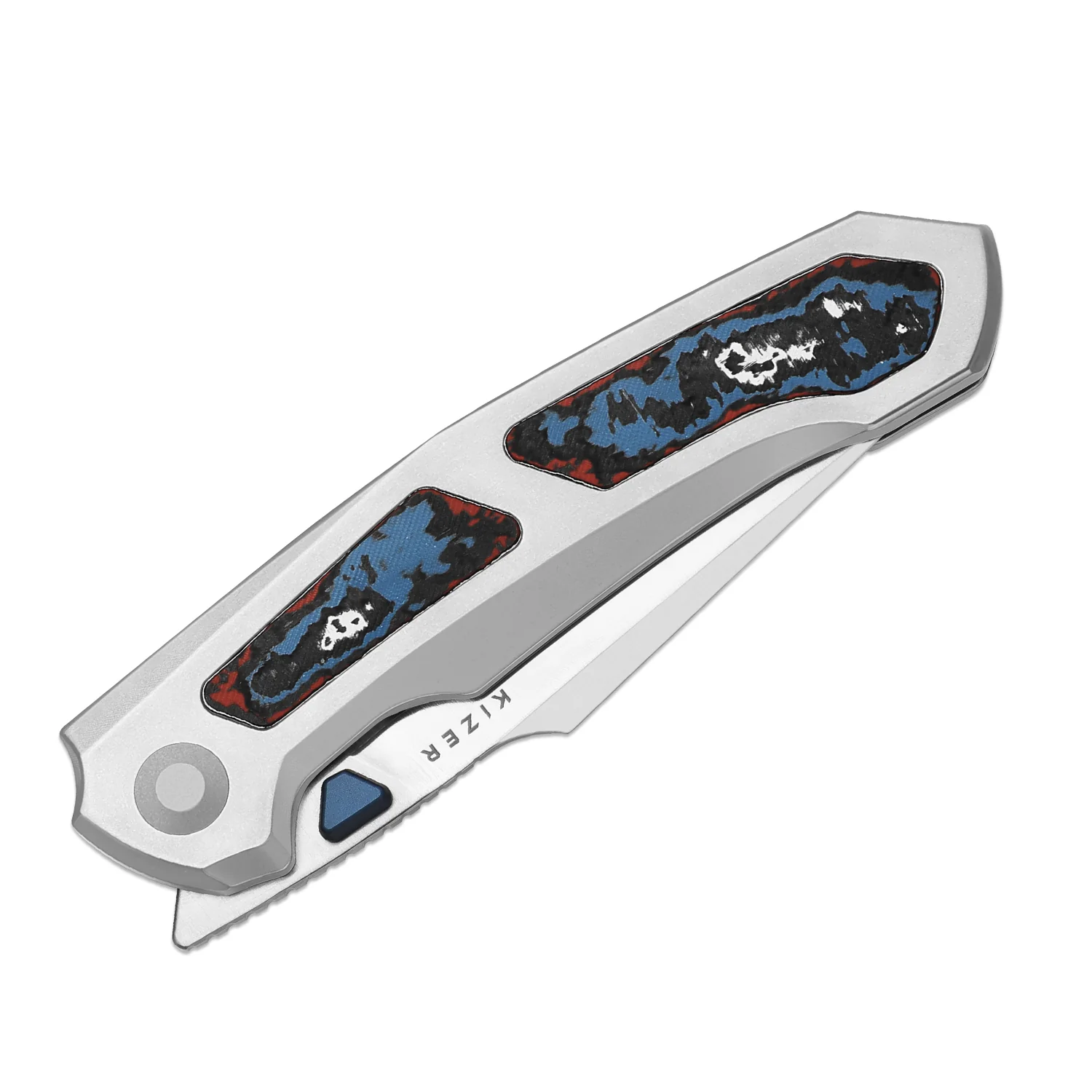 Feweed XL | S90V | Harpoon Blade | Titanium & Fat Carbon Nebula | KizerB™ 4694A2 - Image 4