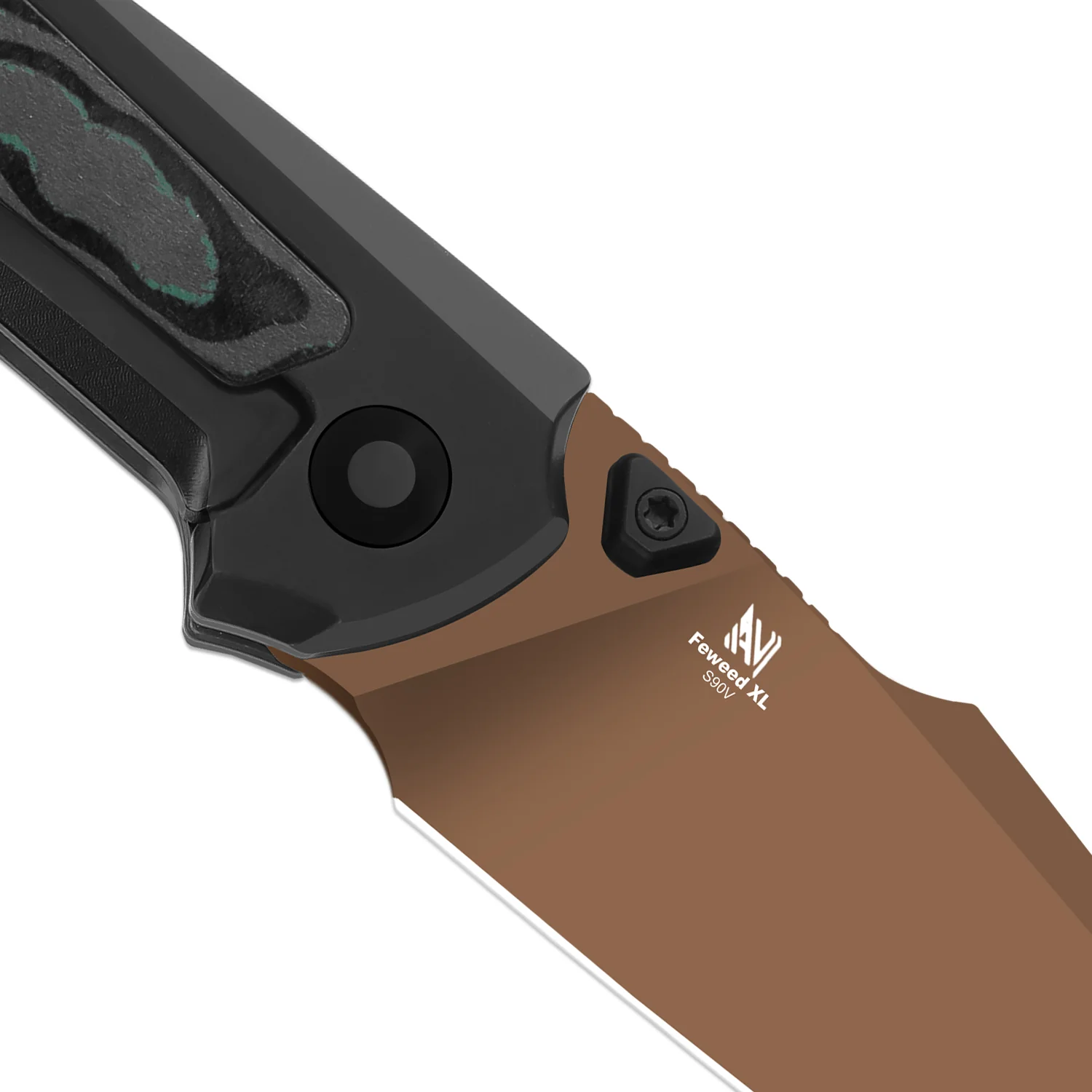 Feweed XL | S90V | Harpoon Blade | Titanium & Camo Carbon Shipwreck|KizerB™ 4694A3 - Image 7