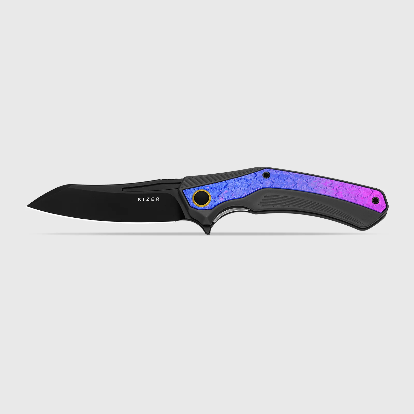 Draca | Flipper | S45VN | Aluminum & Crystallized Titanium | KizerB™ 4751A2