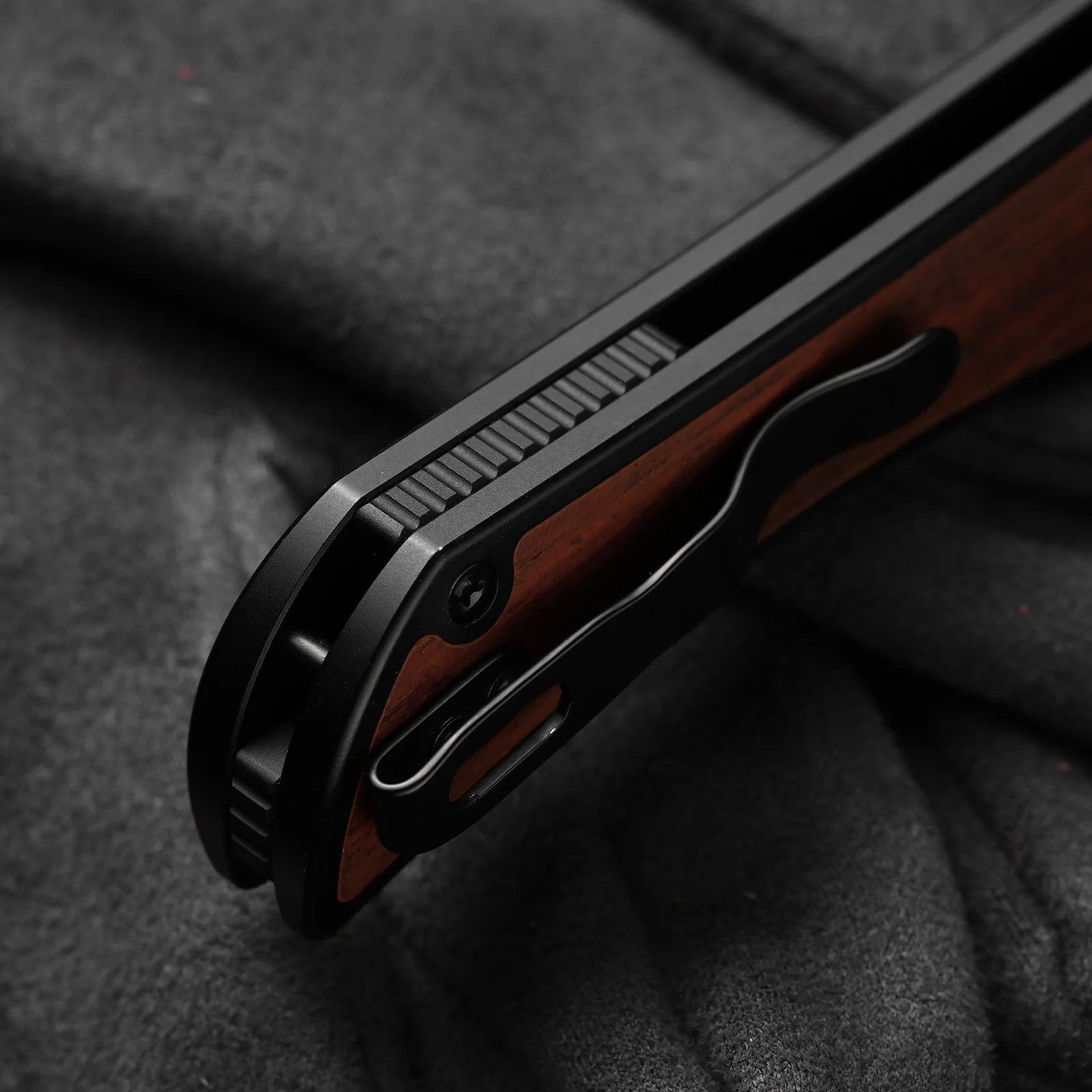 Allure | Balanced Form | Black Acid Damascus | Titanium & Panama Rosewood | KizerB™ 4763LDA3 - Image 14