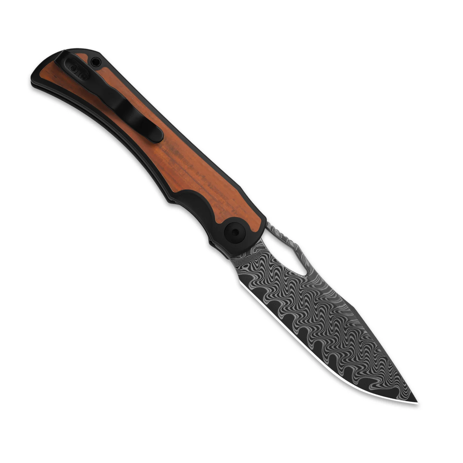 Allure | Balanced Form | Black Acid Damascus | Titanium & Panama Rosewood | KizerB™ 4763LDA3 - Image 3