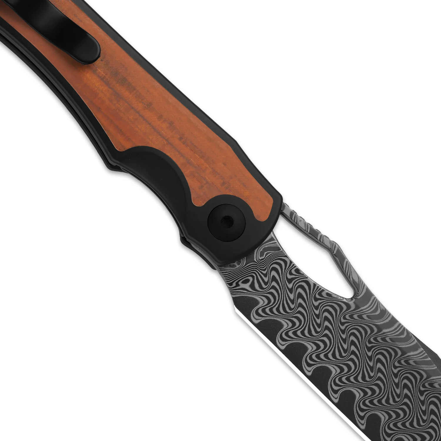Allure | Balanced Form | Black Acid Damascus | Titanium & Panama Rosewood | KizerB™ 4763LDA3 - Image 7