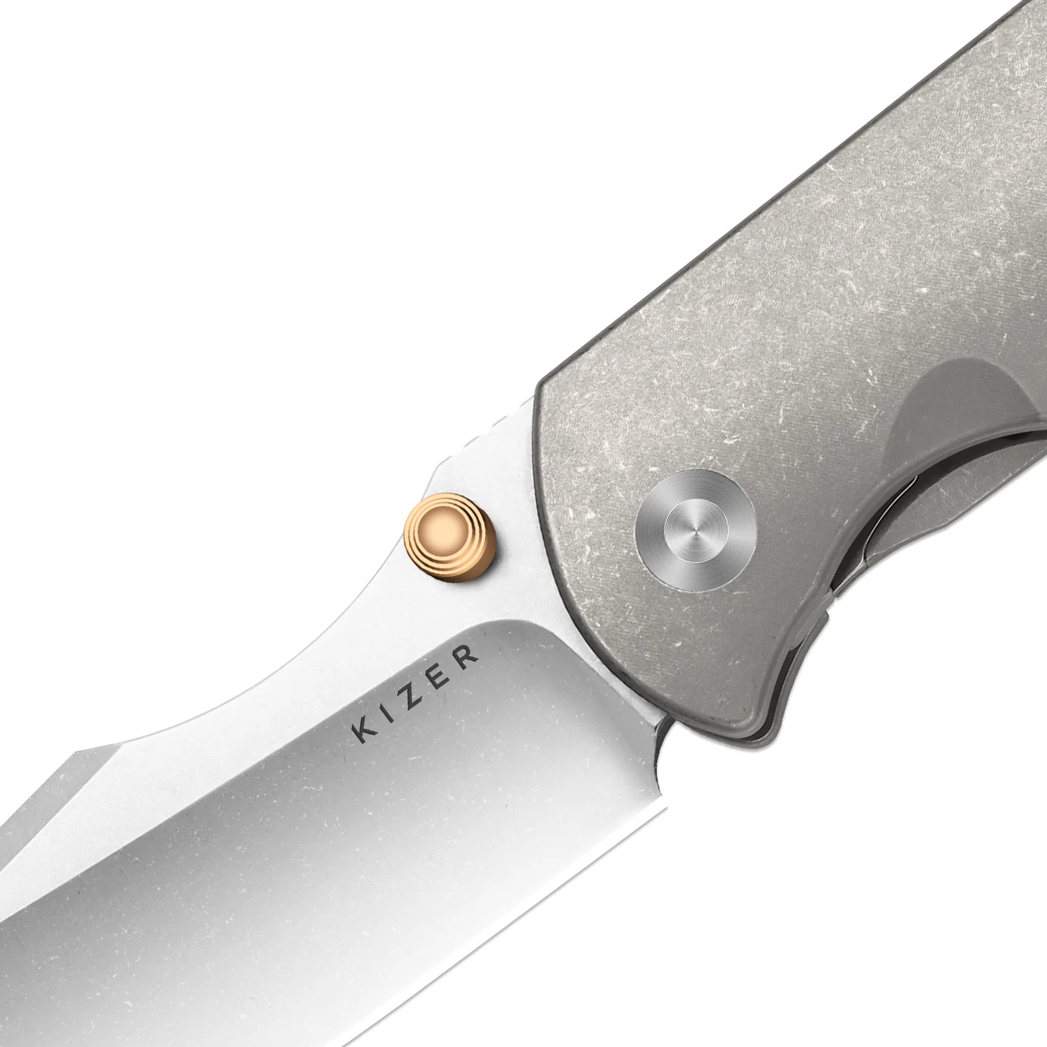 HARPOON FOLD | Elmax + Hollow Grind + Stonewashed | FRAME LOCK | Titanium | KizerB™ 4784A1 - Image 4