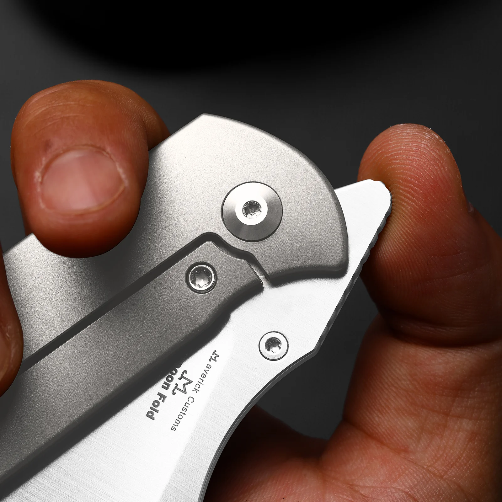 HARPOON FOLD | Elmax + Hollow Grind + Stonewashed | FRAME LOCK | Titanium | KizerB™ 4784A1 - Image 12