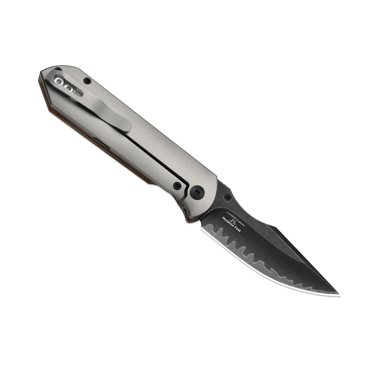 HARPOON FOLD | 3-Layer Composite Steel + Flat Grind | FRAME LOCK | Titanium & Norplex UltreX™ Micarta | KizerB™ 4784A4 - Image 3