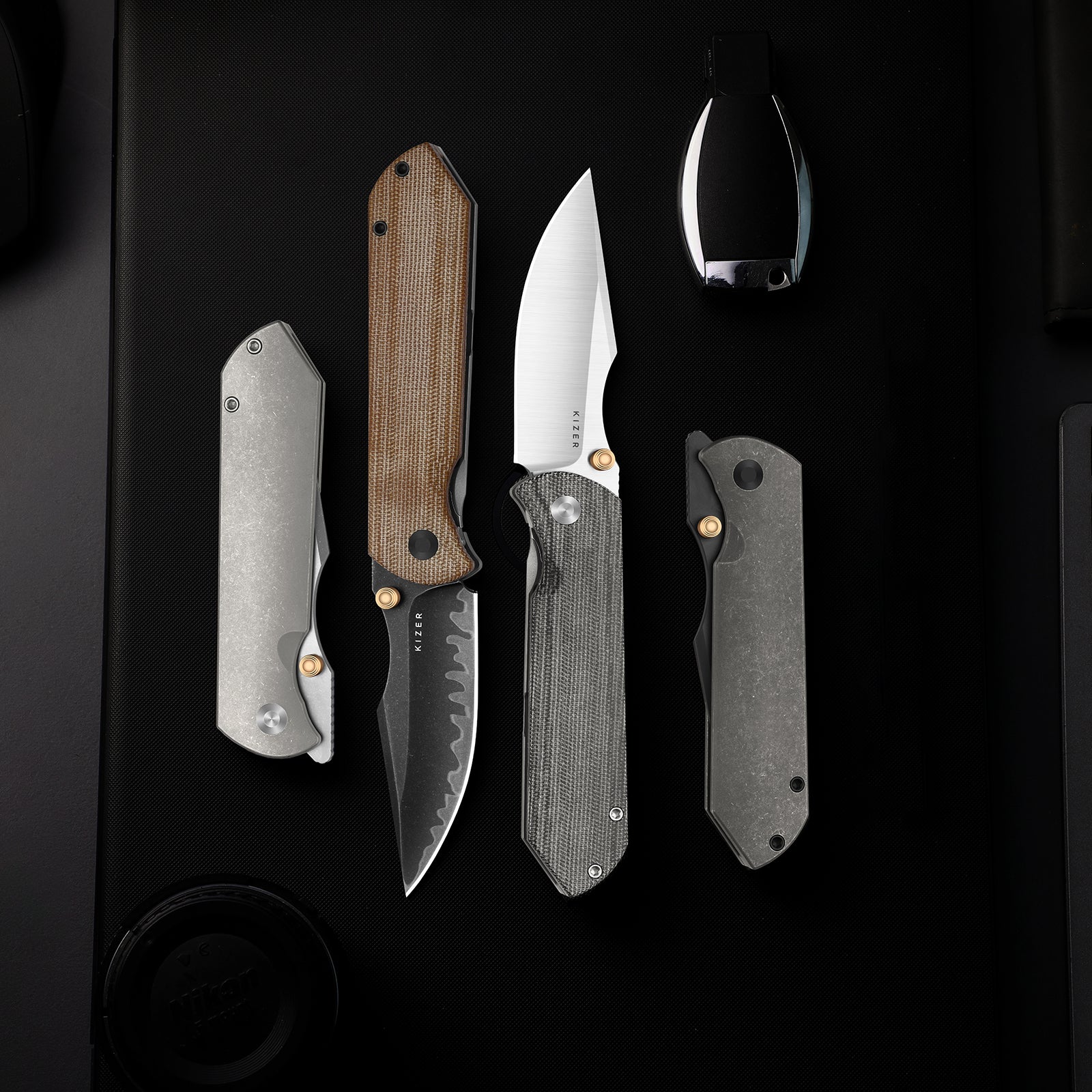 HARPOON FOLD | Elmax + Hollow Grind + Stonewashed | FRAME LOCK | Titanium | KizerB™ 4784A1 - Image 8