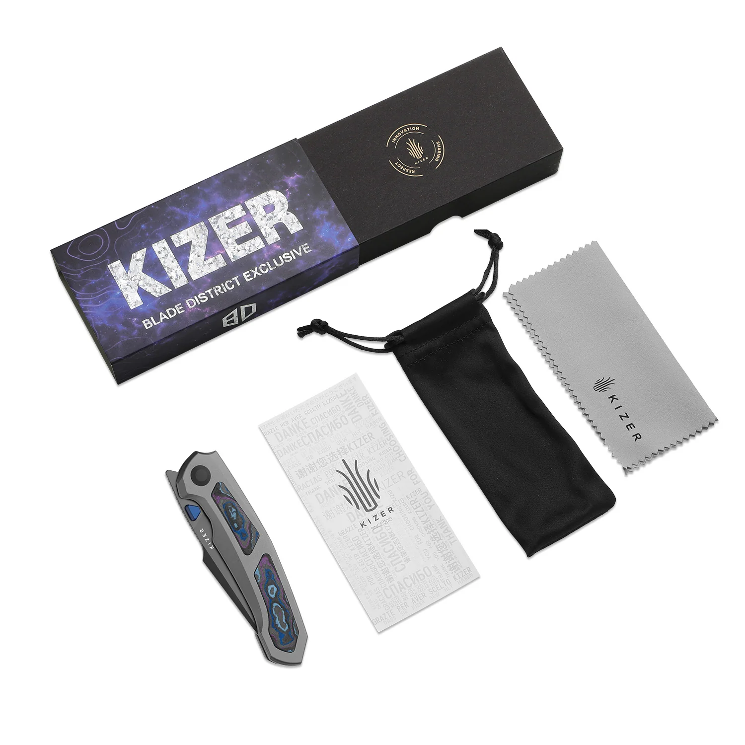 Kizer Feweed XL Knife Damtanium Camo Carbon S90V BLADE DISTRICT EXCLUSIVE - Image 11