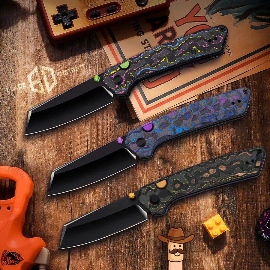 Kizer Madrac Button Liner Lock Damtanium Camo Carbon Mirror DLC S45VN BLADE DISTRICT EXCLUSIVE - Image 3