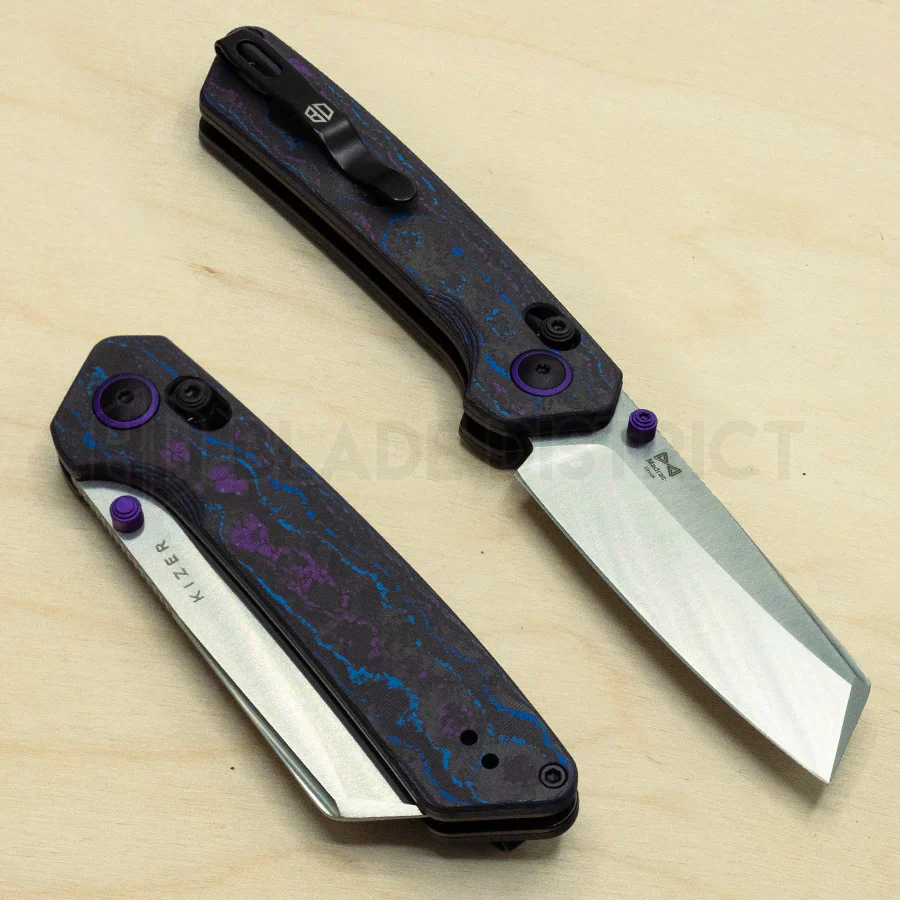 Kizer Madrac Knife Damtanium Camo Carbon Elmax Satin BLADE DISTRICT EXCLUSIVE - Image 3