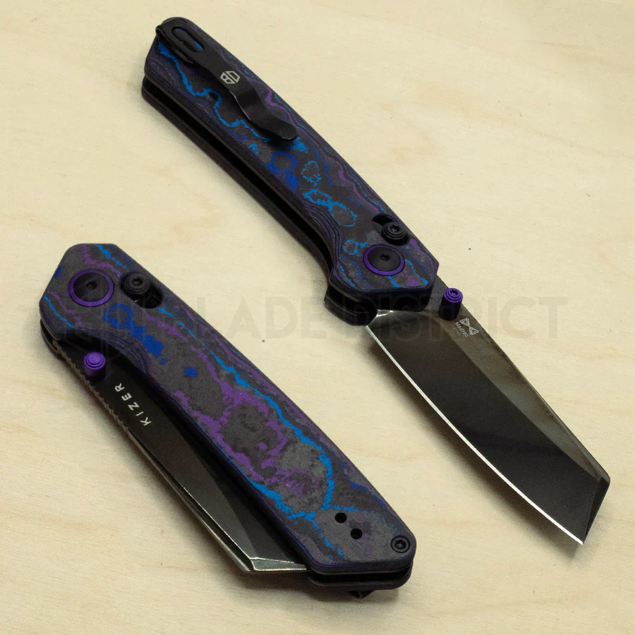 Kizer Madrac Knife Damtanium Camo Carbon Elmax Mirror DLC BLADE DISTRICT EXCLUSIVE - Image 3
