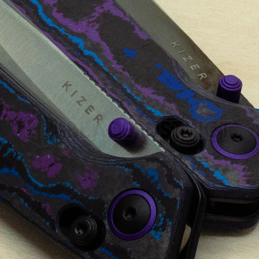 Kizer Madrac Knife Damtanium Camo Carbon Elmax Mirror DLC BLADE DISTRICT EXCLUSIVE - Image 4