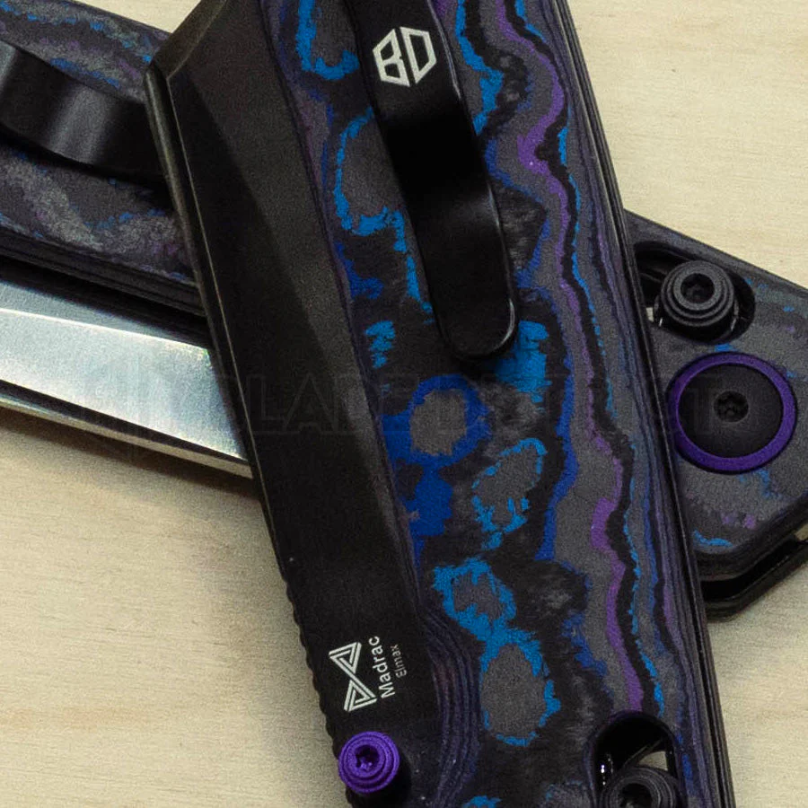 Kizer Madrac Knife Damtanium Camo Carbon Elmax Mirror DLC BLADE DISTRICT EXCLUSIVE - Image 5