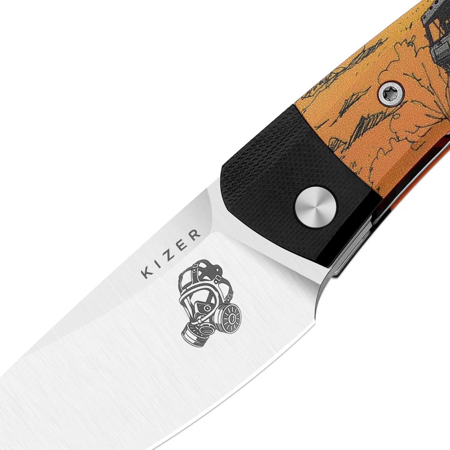 Kizer MOMO Nozhikov Exclusive – Nitro-V Satin Blade & G10 Printed Handle - Image 4