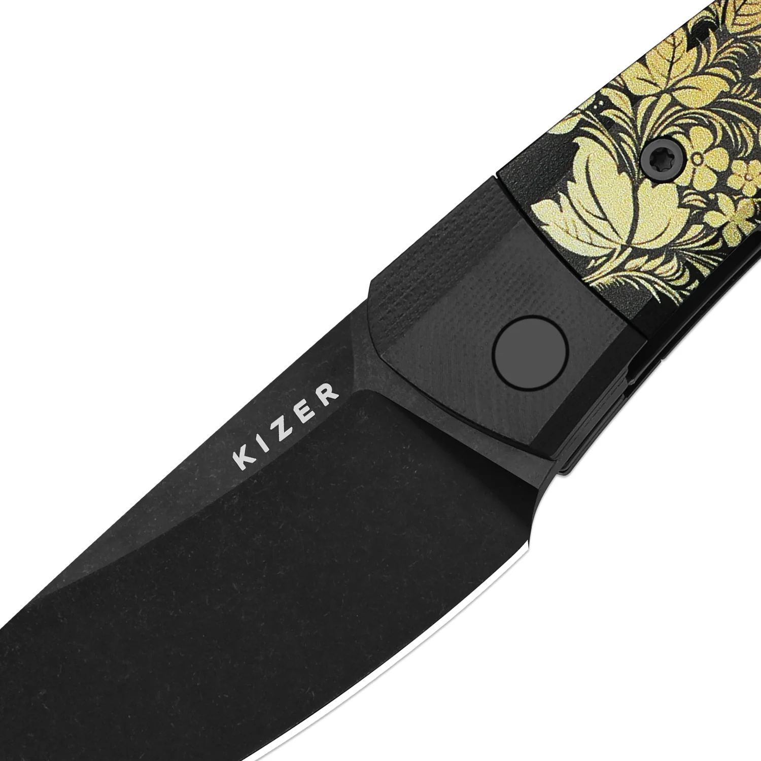 Kizer MOMO Nozhikov Exclusive – Nitro-V  Black Stonewashed Blade & G10 printed Handle - Image 4