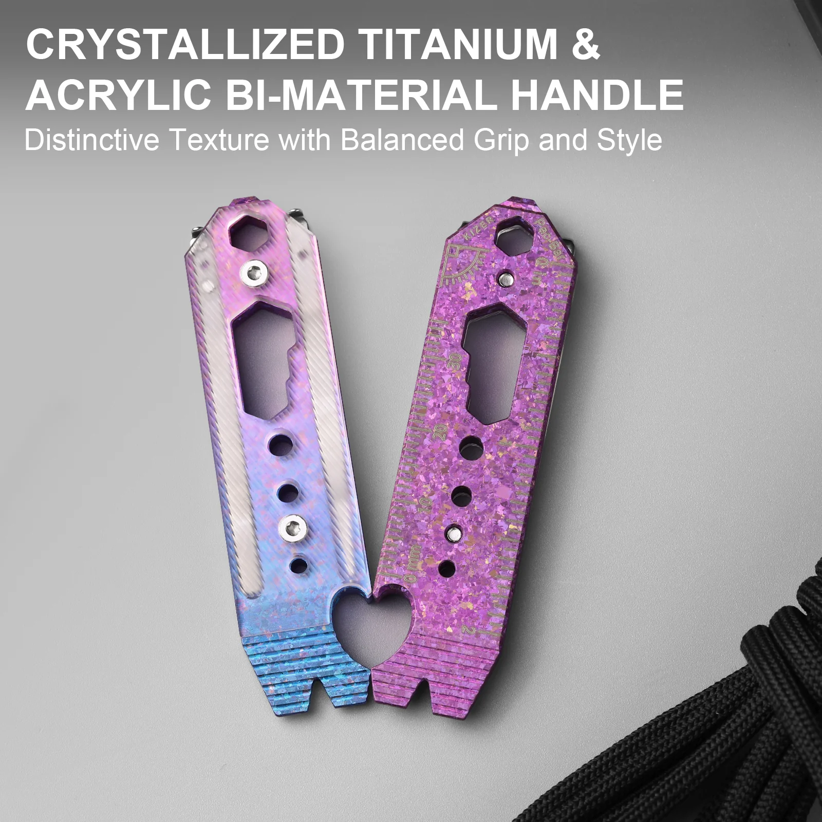 Kizer Crystallized Titanium & Acrylic EDC Multi-Functional Tools Yellow Pac-Bar - Image 4