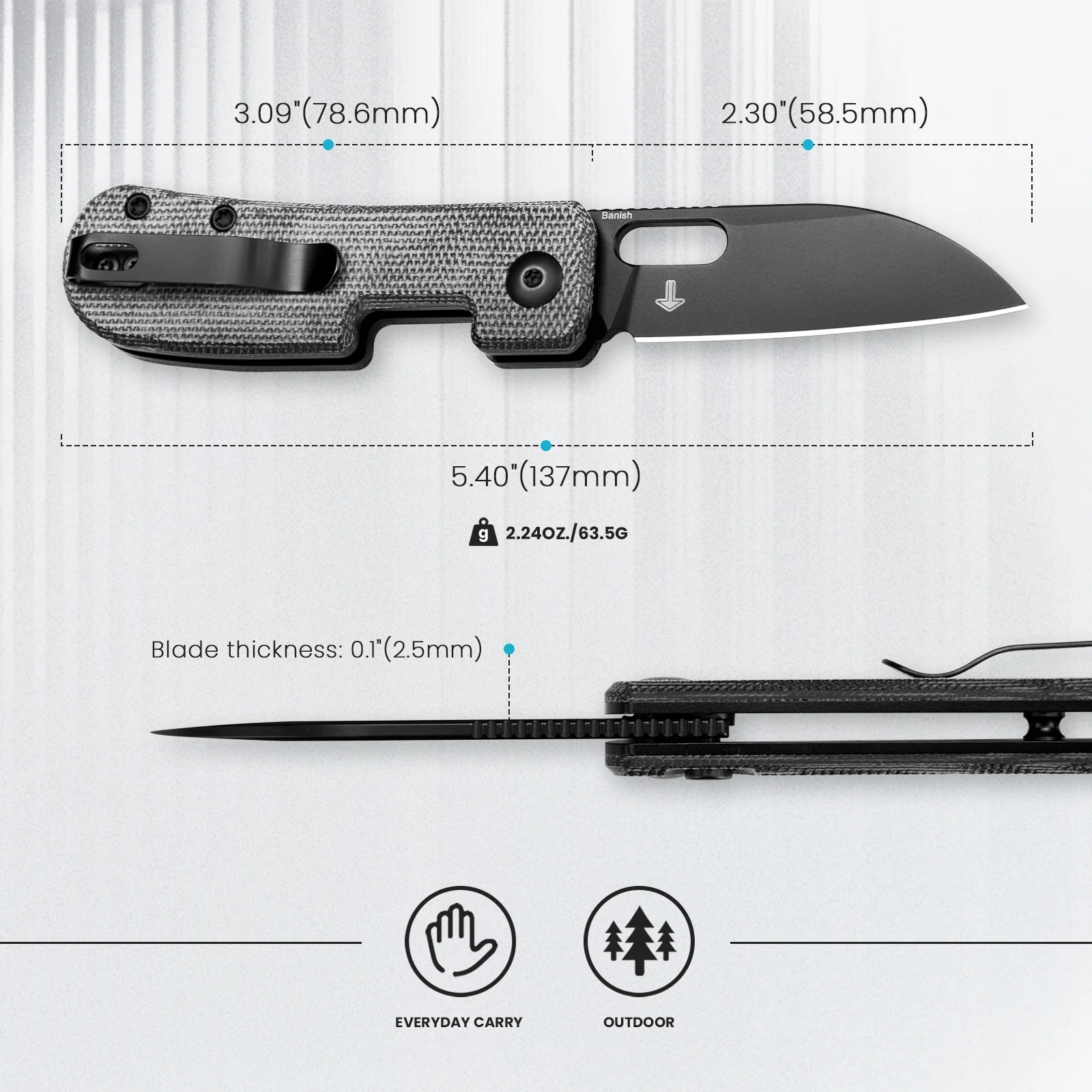 Banish | 154CM | Micarta | KizerV™ 2676C1 - Image 7