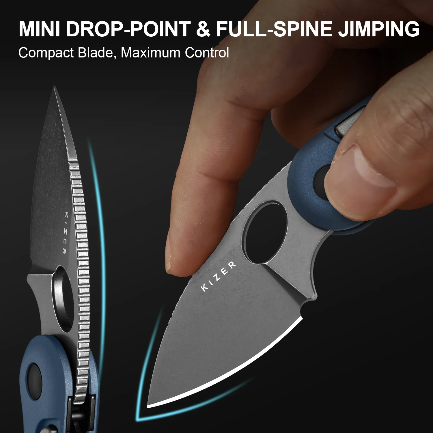 Microbe™ | Kizer Button Liner Lock™ | 14C28N | Aluminum | KizerV™ 2742A1 - Image 8