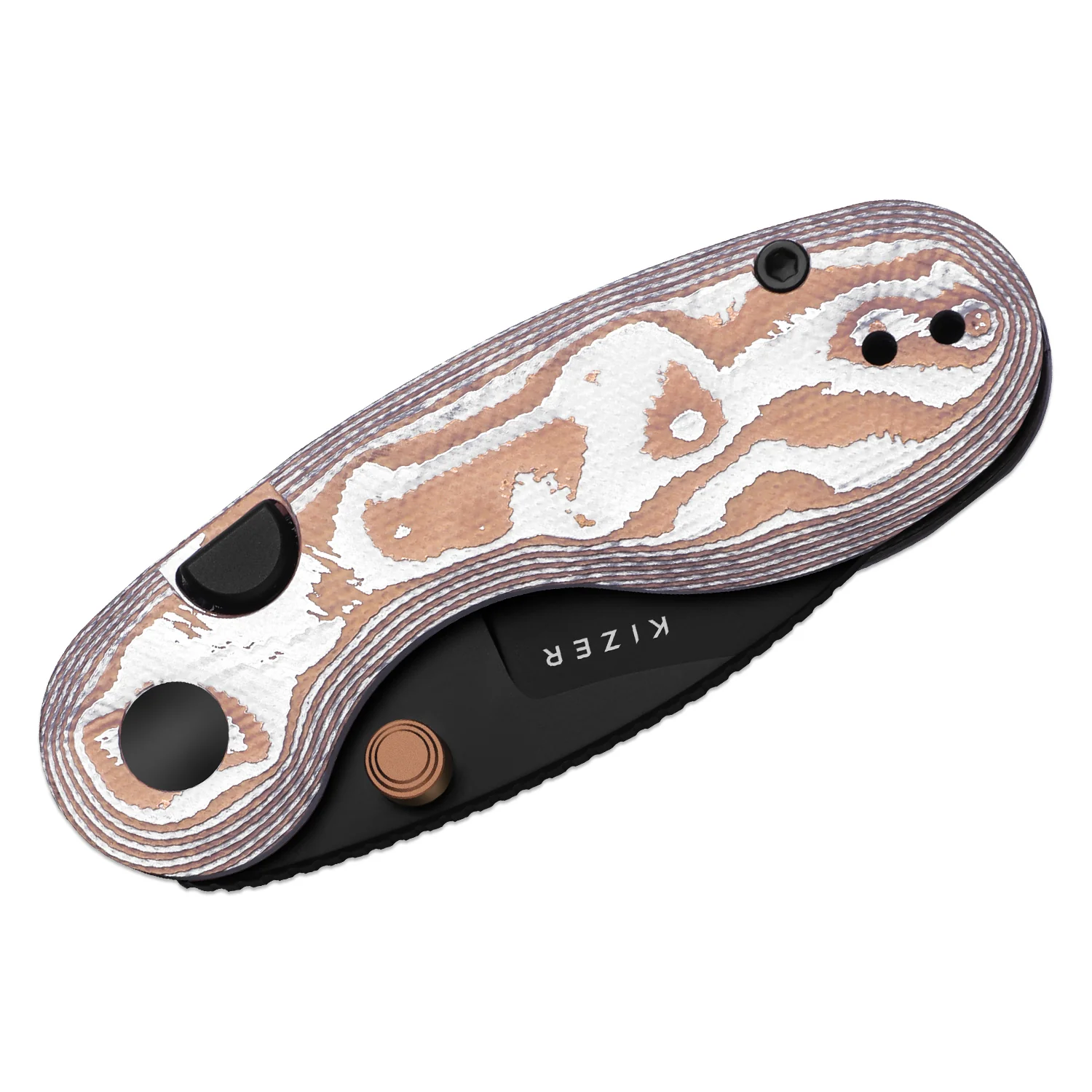 Microbe™ | 5Th Pocket Knife | Kizer Button Liner Lock™ | Copper Foil G10 Handle | KizerV™ 2742A12 - Image 4