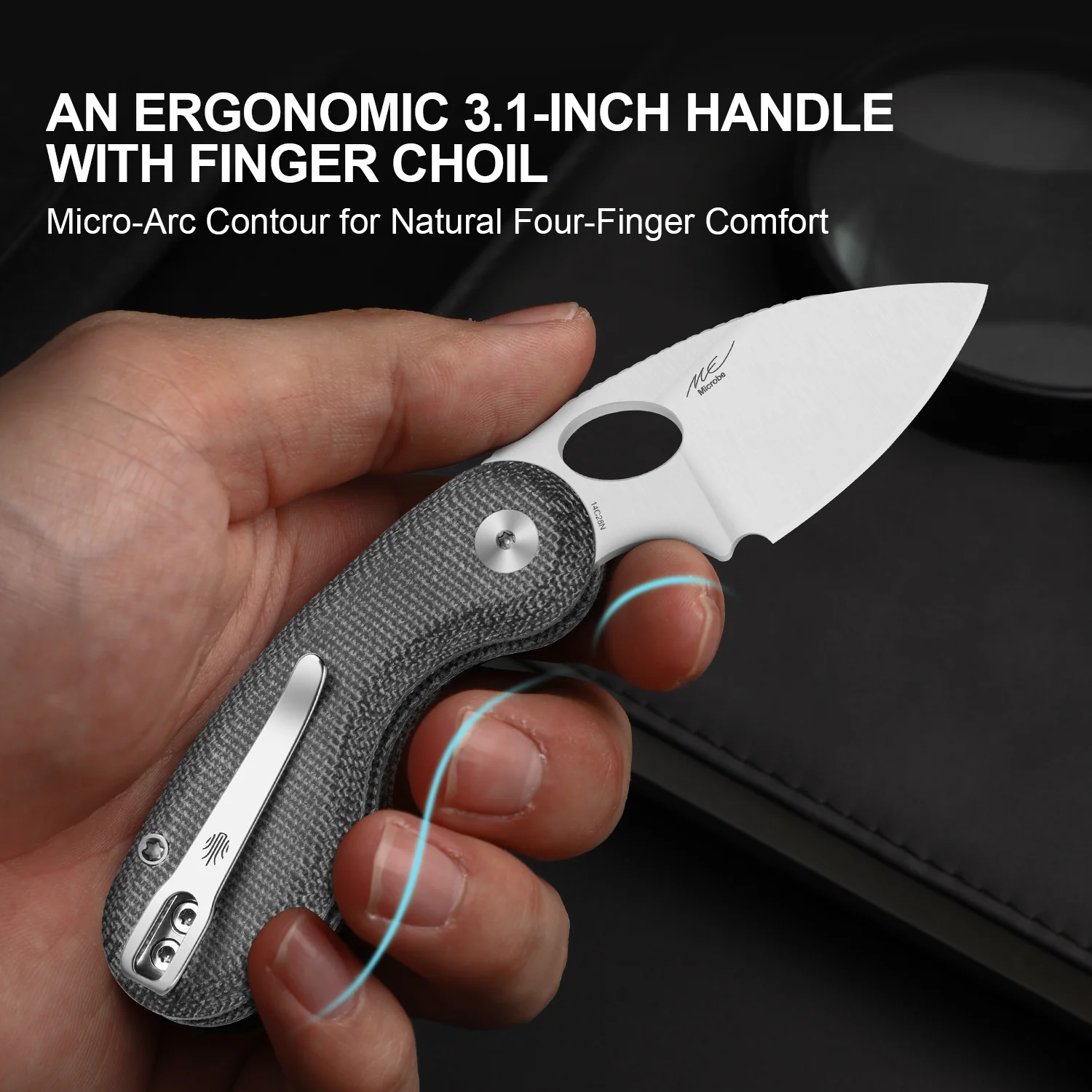 Microbe™ | Kizer Button Liner Lock™ | Norplex UltreX™ Micarta | 14C28N | KizerV™ 2742A2 - Image 11
