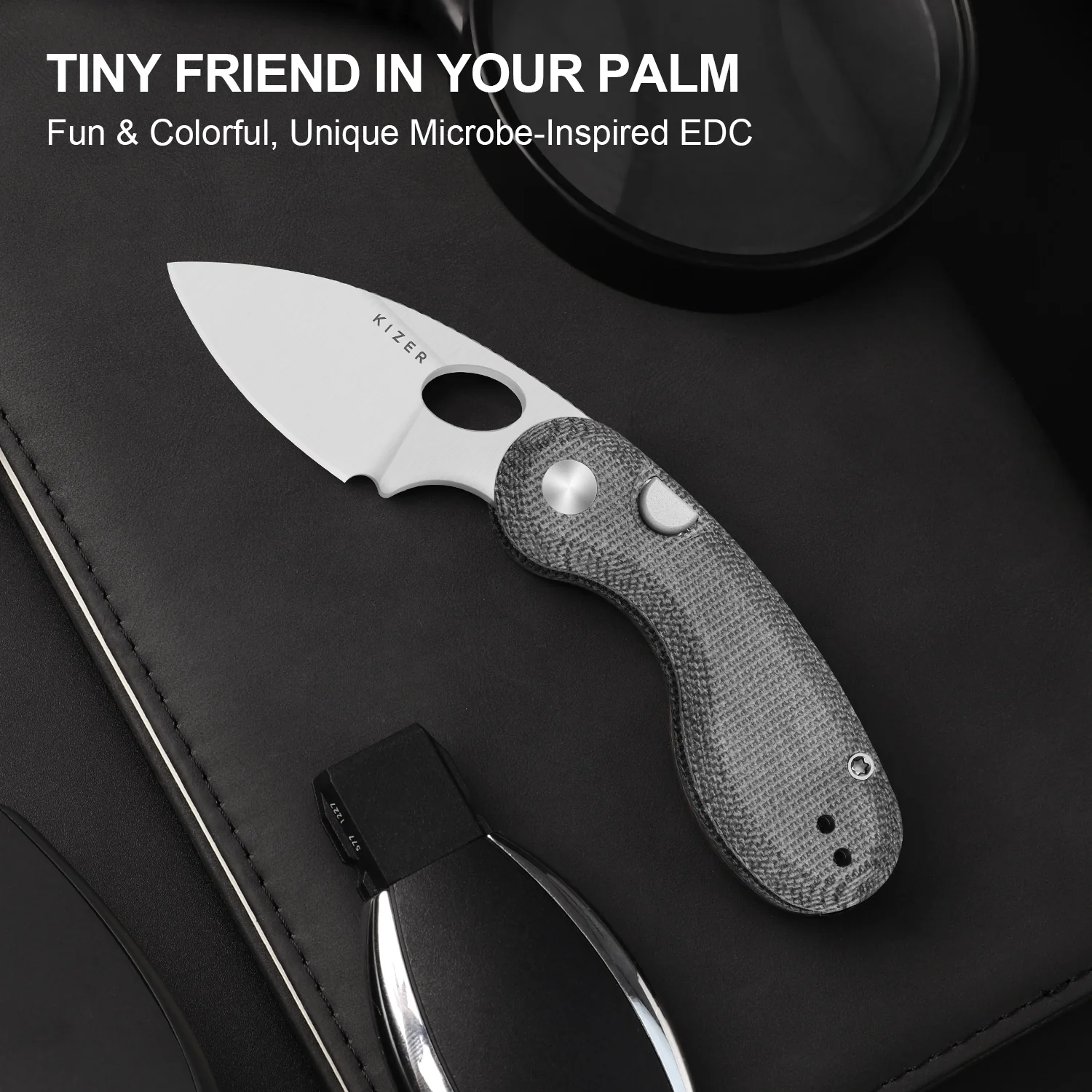 Microbe™ | Kizer Button Liner Lock™ | Norplex UltreX™ Micarta | 14C28N | KizerV™ 2742A2 - Image 8