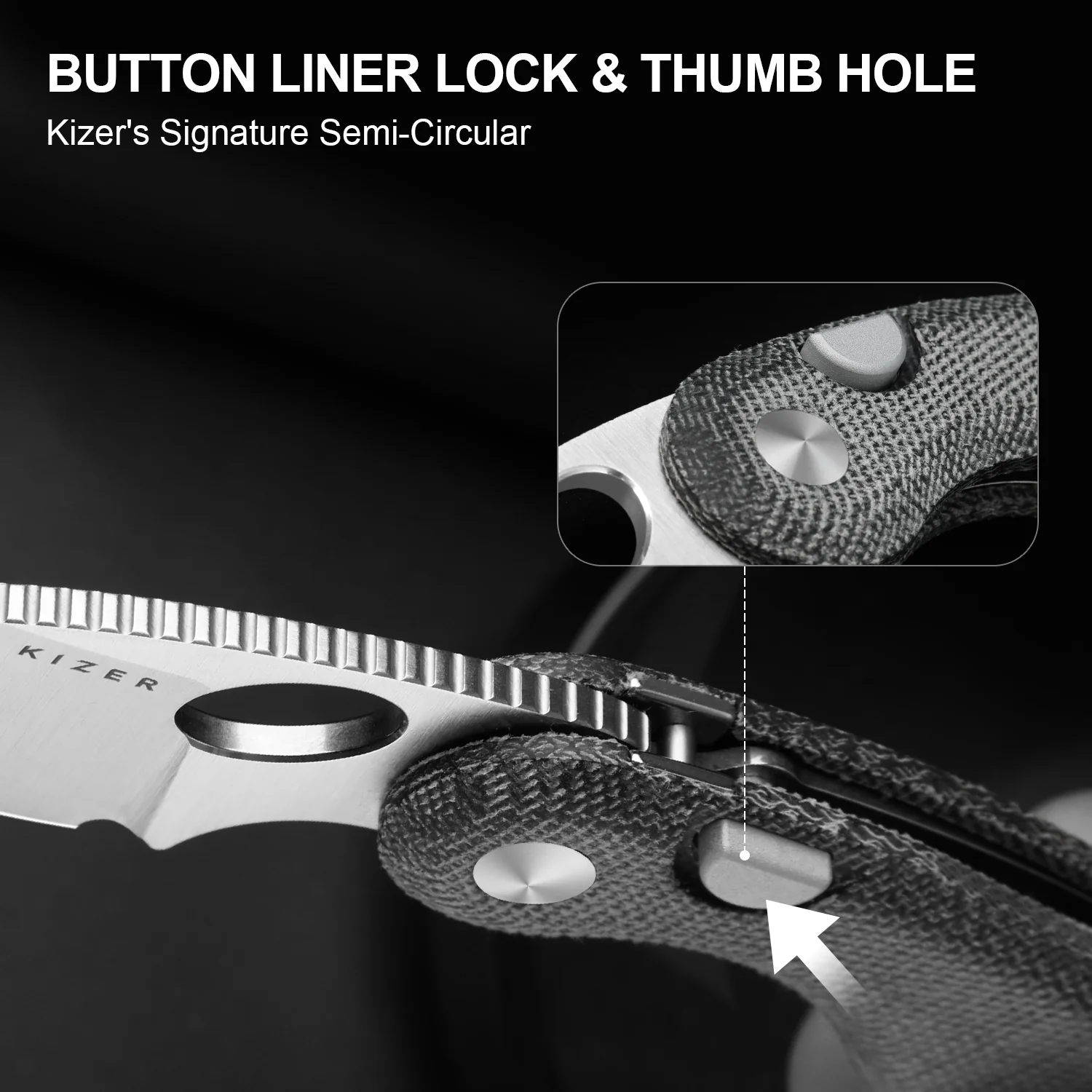 Microbe™ | Kizer Button Liner Lock™ | Norplex UltreX™ Micarta | 14C28N | KizerV™ 2742A2 - Image 9