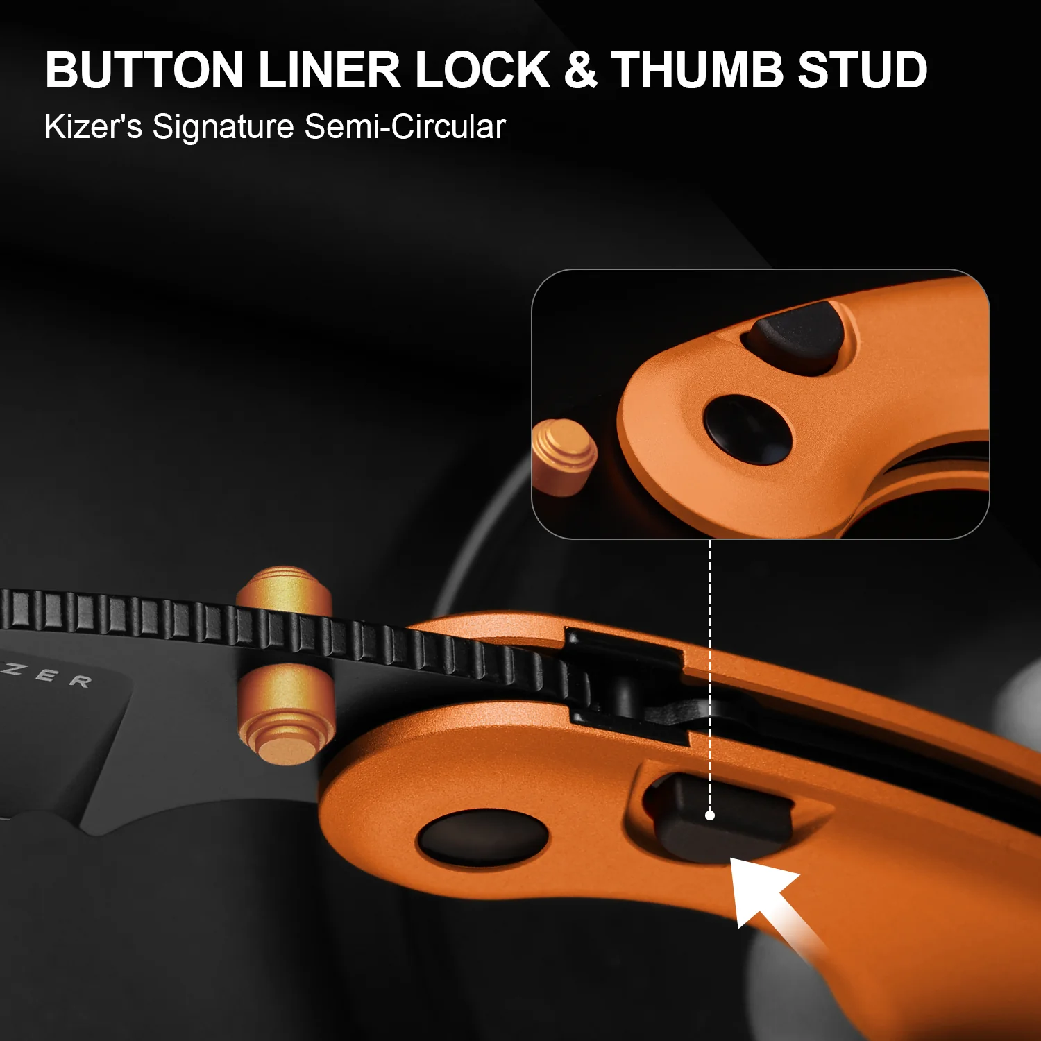 Microbe™ | Kizer Button Liner Lock™ | 14C28N | Aluminum | KizerV™ 2742A3 - Image 13