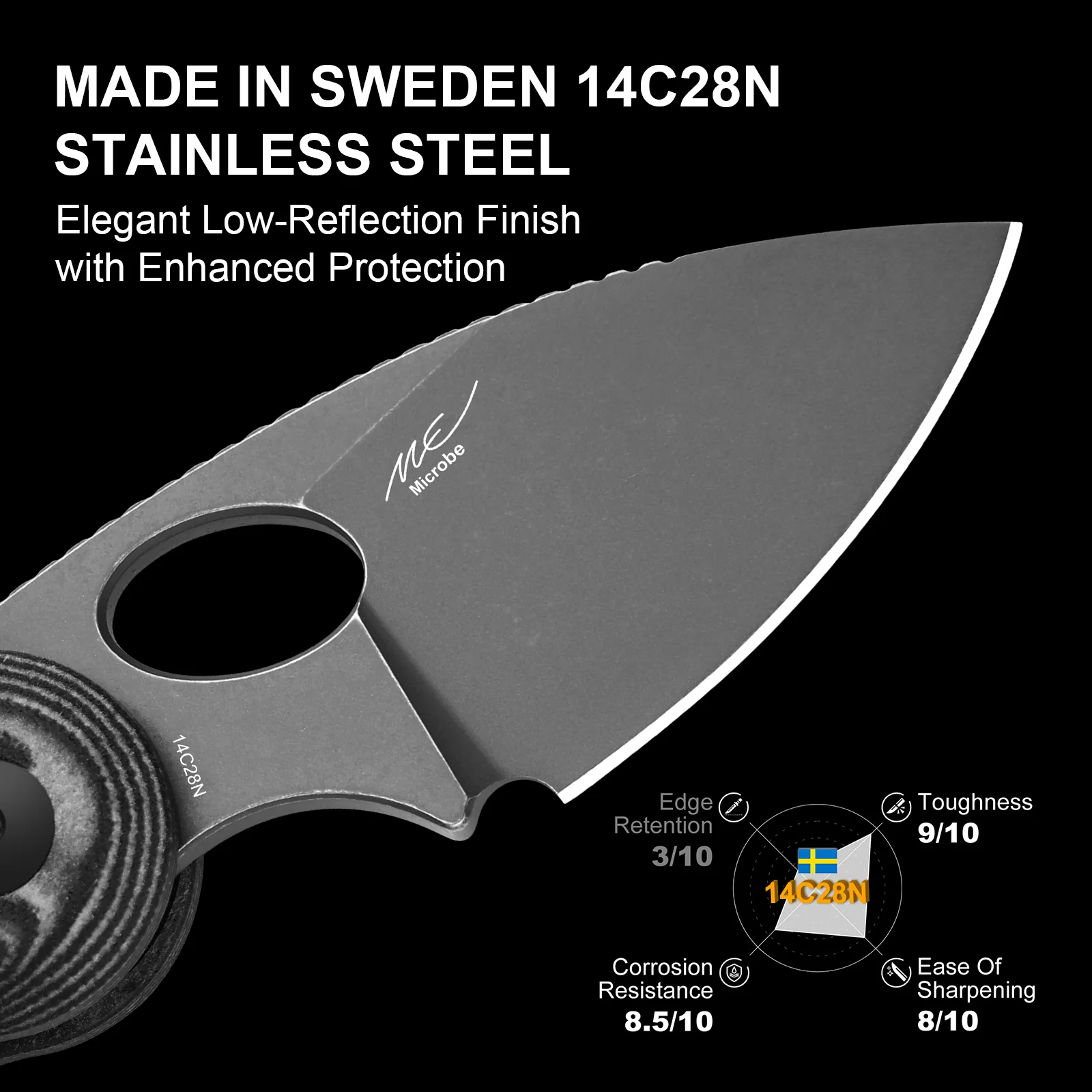 Microbe™ | Kizer Button Liner Lock™ | Micarta With Vortex Pattern | 14C28N | KizerV™ 2742A5 - Image 8