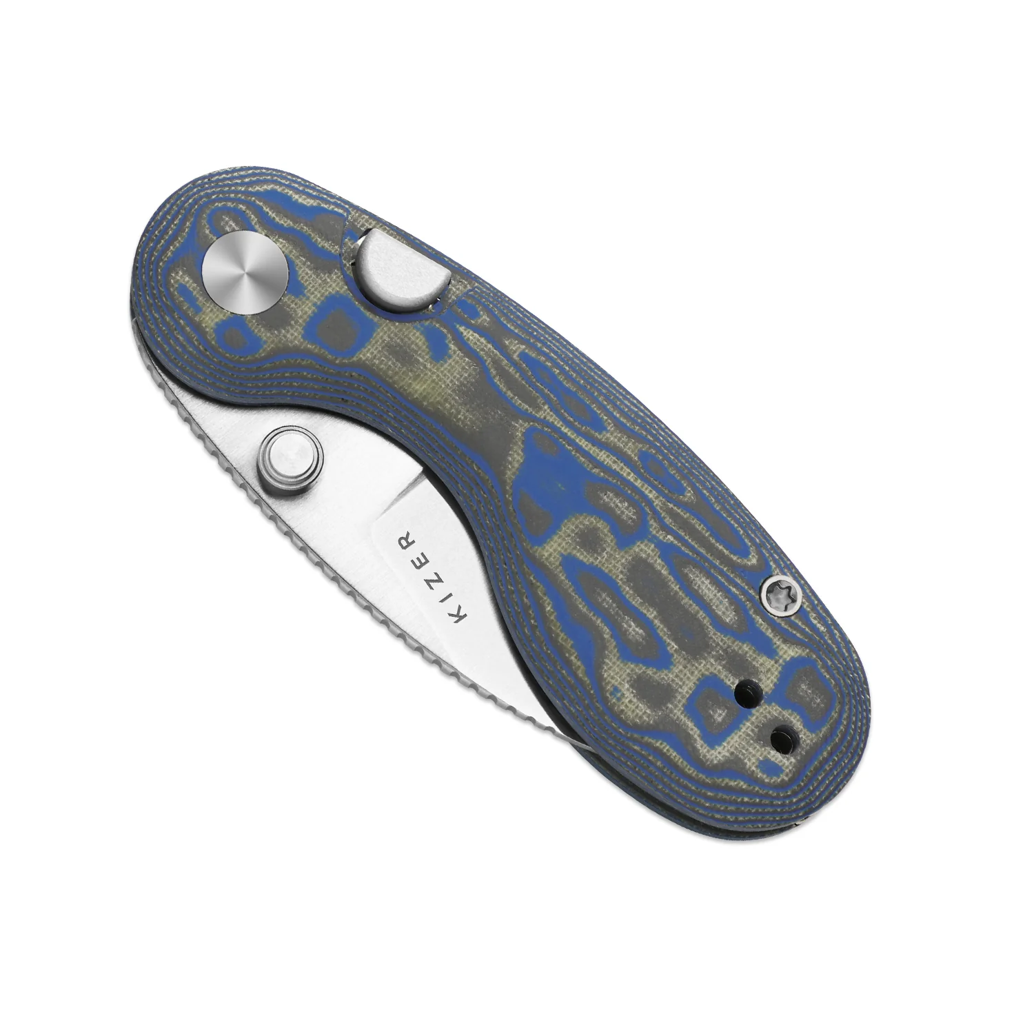 Microbe™ | Kizer Button Liner Lock™ | Micarta With Vortex Pattern | 14C28N | KizerV™ 2742A6 - Image 5