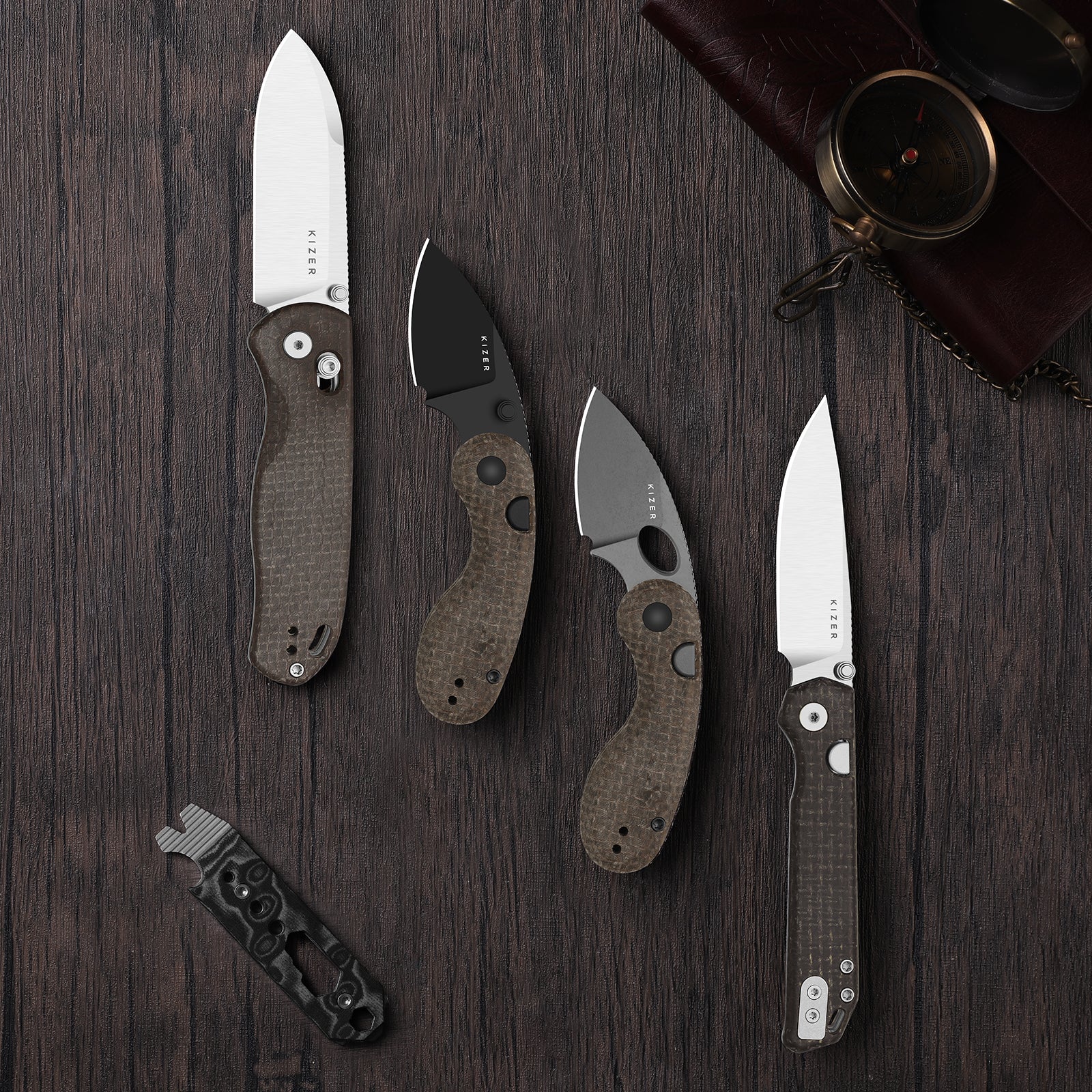 Microbe™ | GID Canvas Micarta Handle | Kizer Button Liner Lock™ | 14C28N | KizerV™ 2742A10 - Image 9