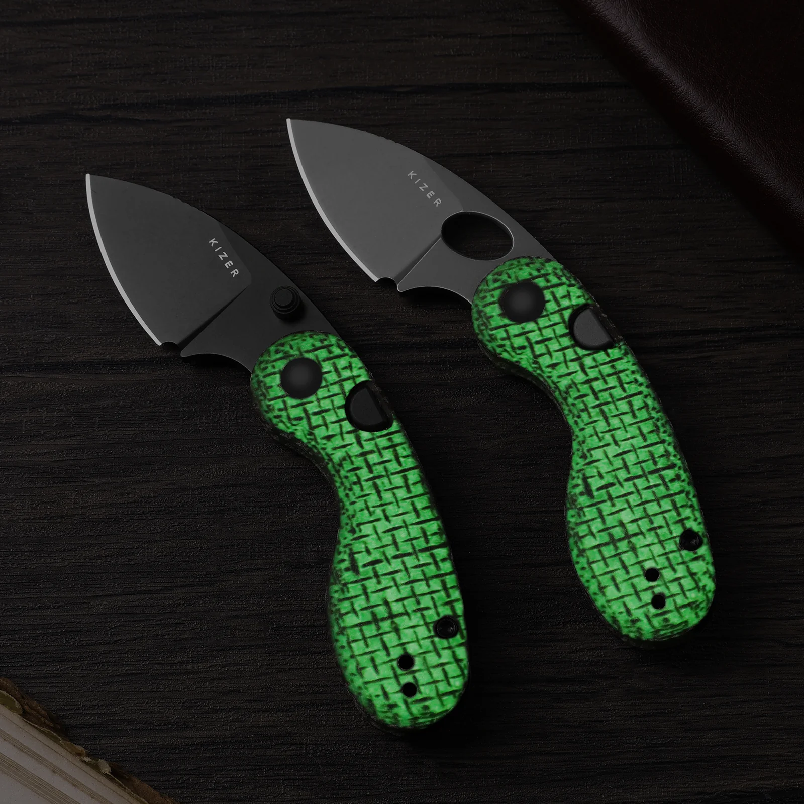 Microbe™ | GID Canvas Micarta Handle | Kizer Button Liner Lock™ | 14C28N | KizerV™ 2742A10 - Image 10